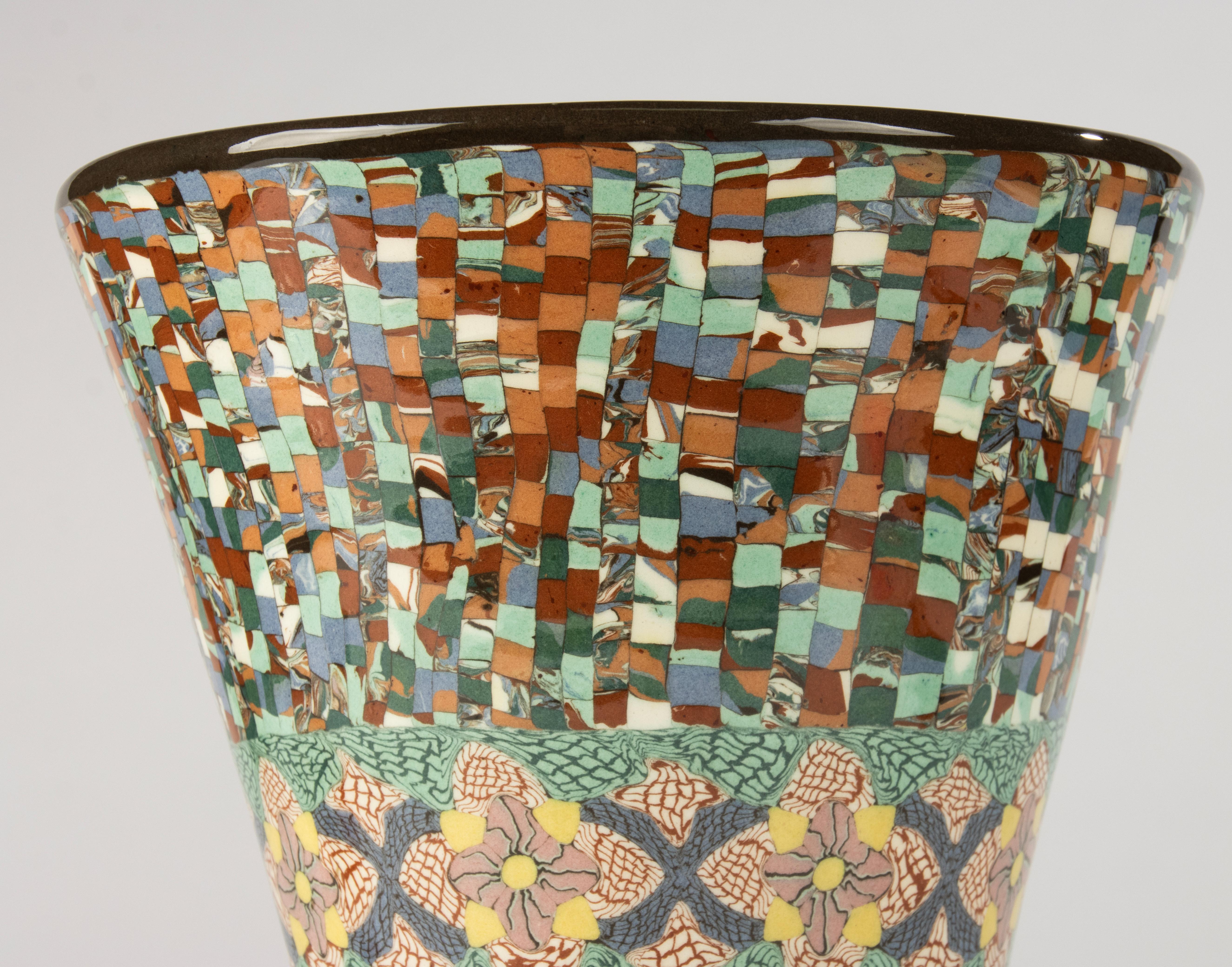 Hand-Crafted Large Ceramic Vase - Jean Gerbino for Vallauris - Mosaik For Sale