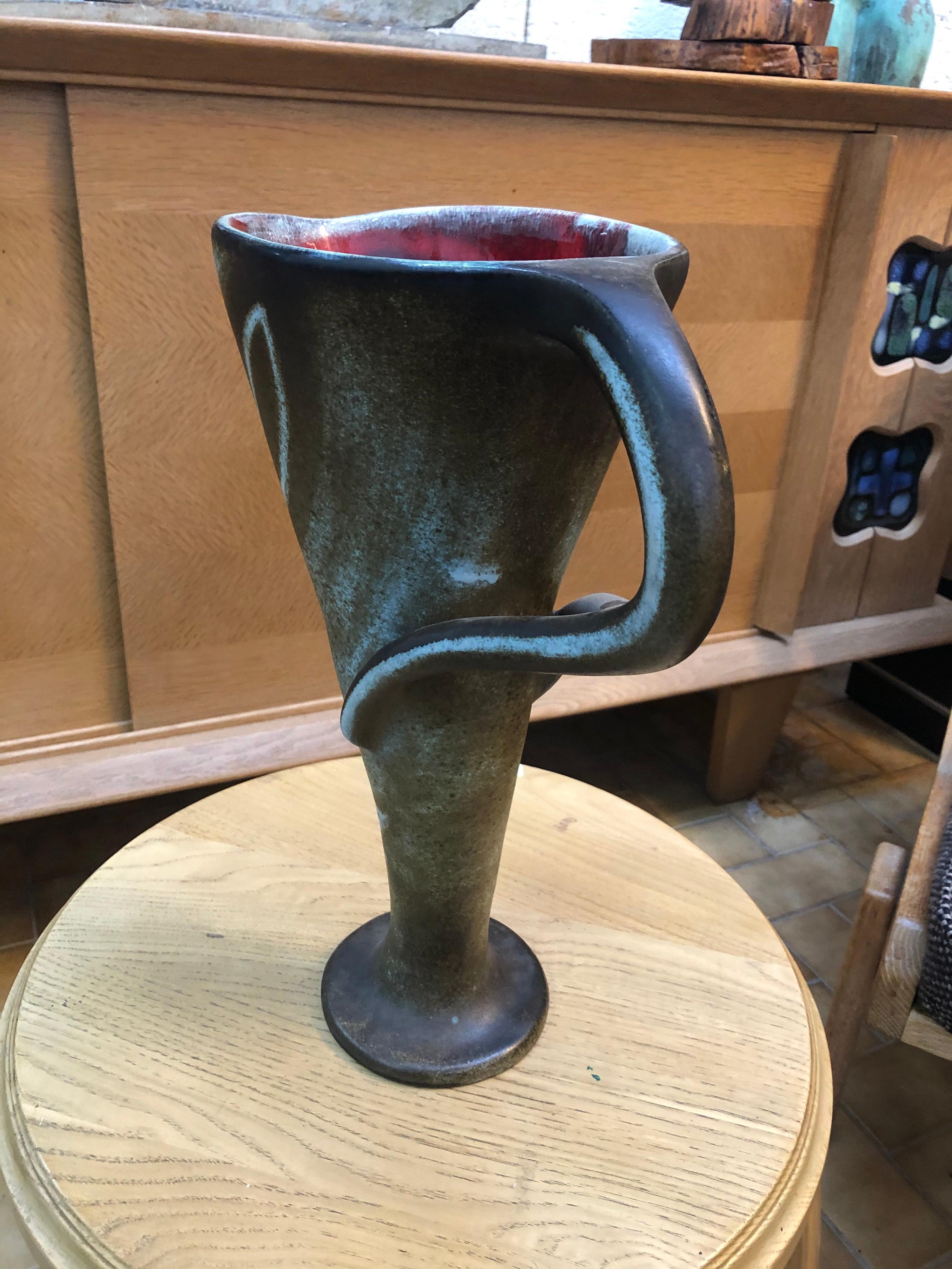 Modern Large Ceramic Vase Signed Accolay For Sale
