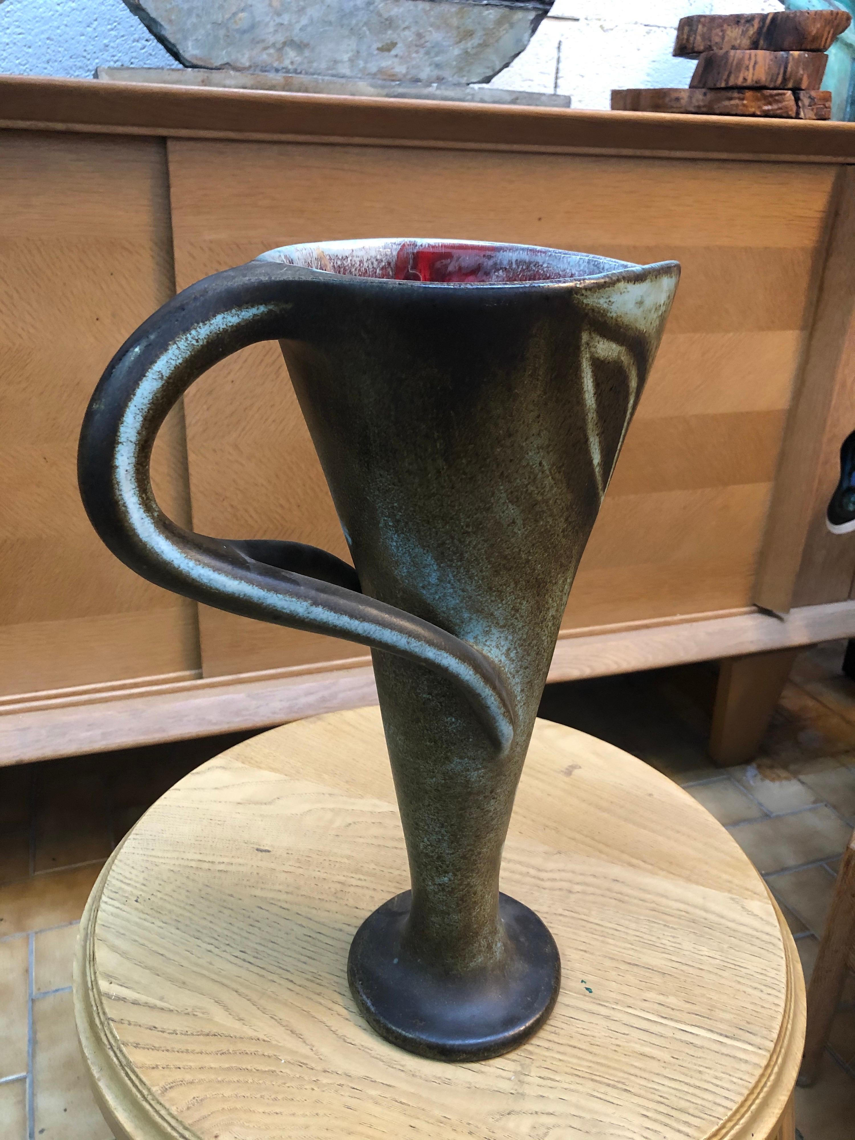 Moderne Grand vase en céramique signé Accolay en vente