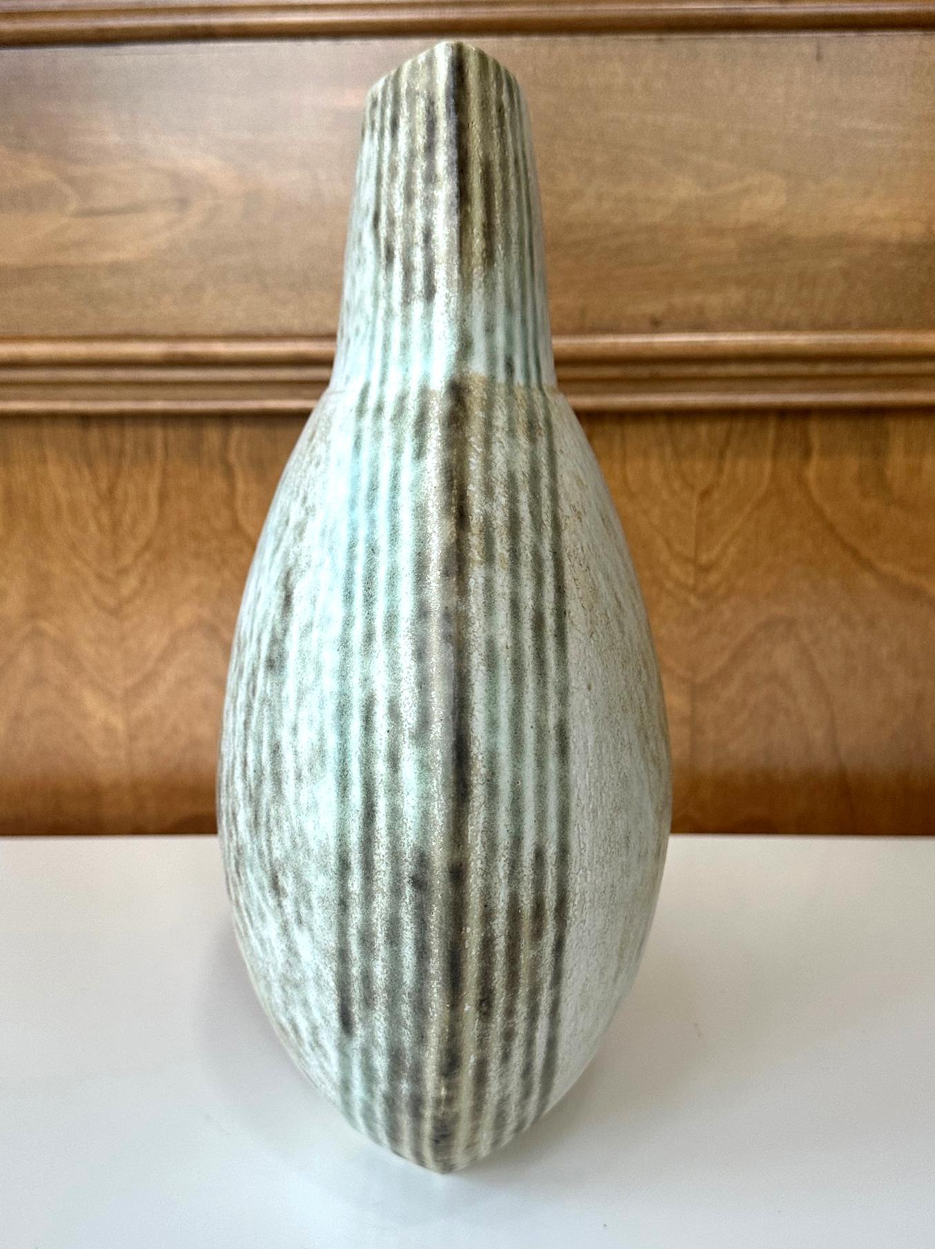 Large Ceramic Vase with Banded Glaze by John Ward For Sale 3