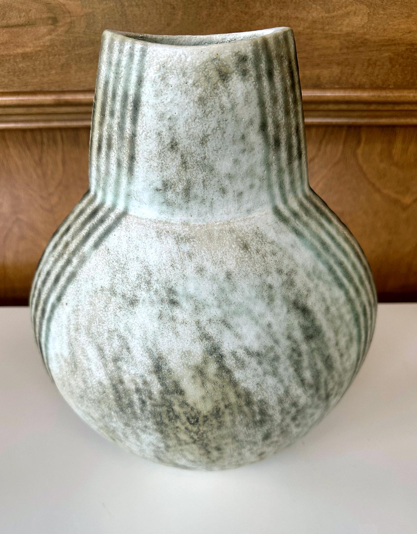 Large Ceramic Vase with Banded Glaze by John Ward For Sale 6