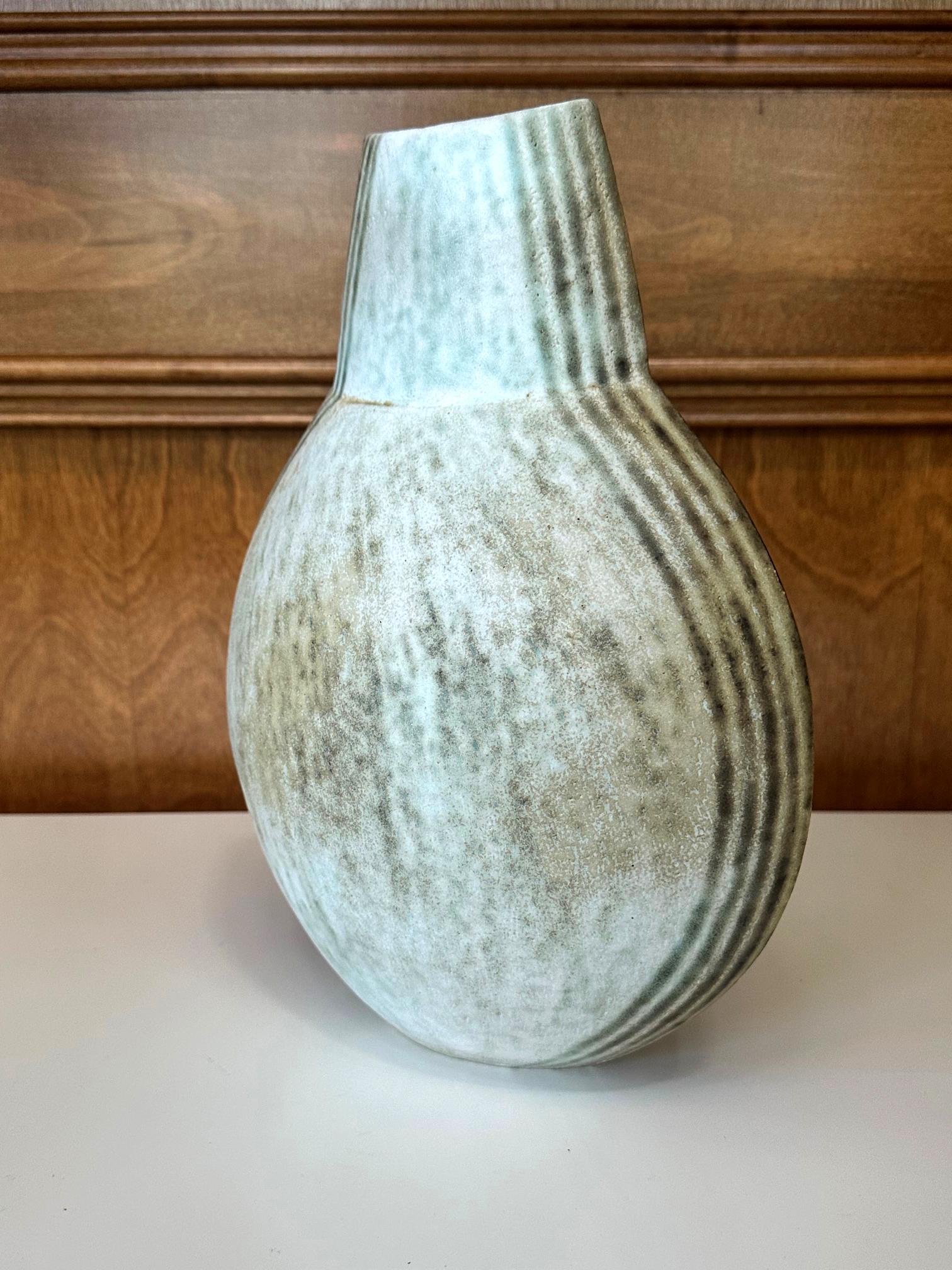 Glazed Large Ceramic Vase with Banded Glaze by John Ward For Sale
