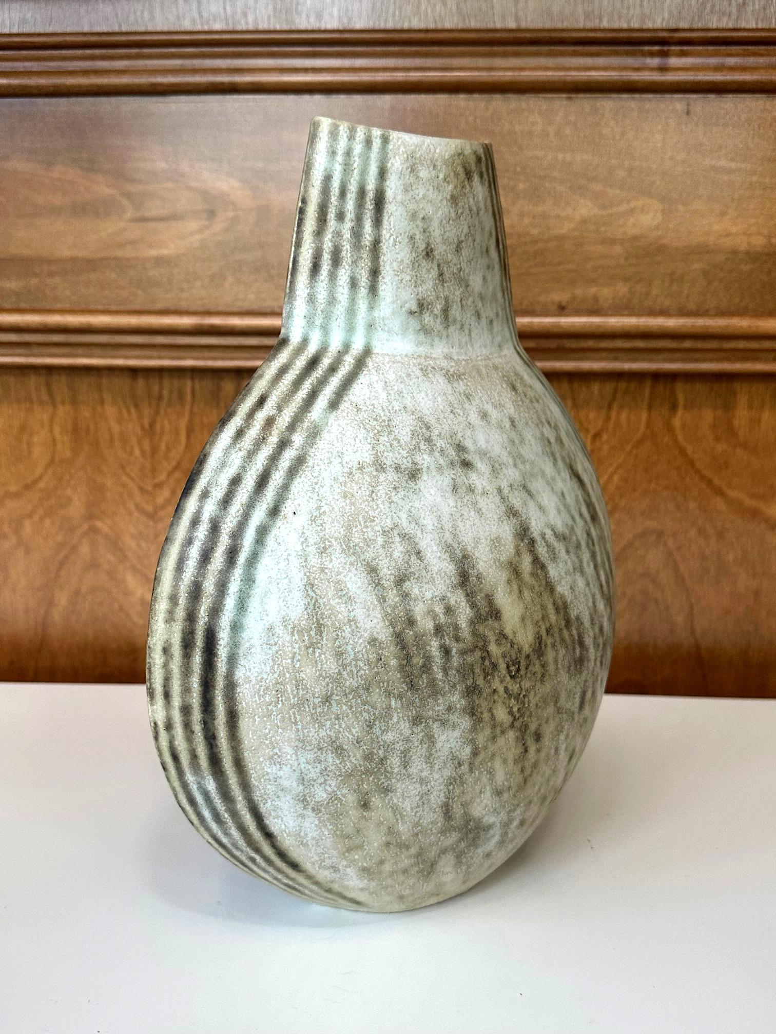 Large Ceramic Vase with Banded Glaze by John Ward In Good Condition For Sale In Atlanta, GA