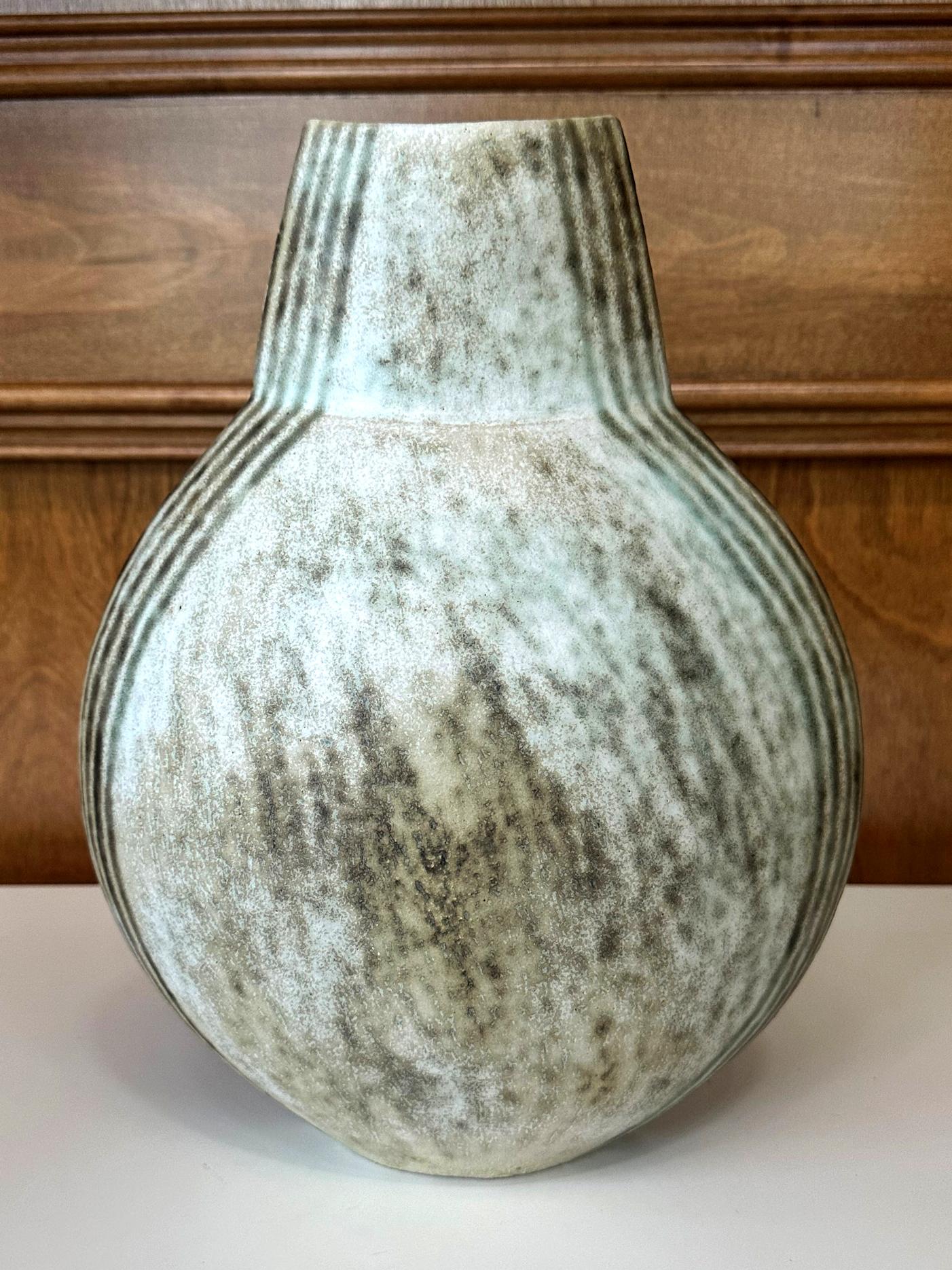 Large Ceramic Vase with Banded Glaze by John Ward For Sale 1