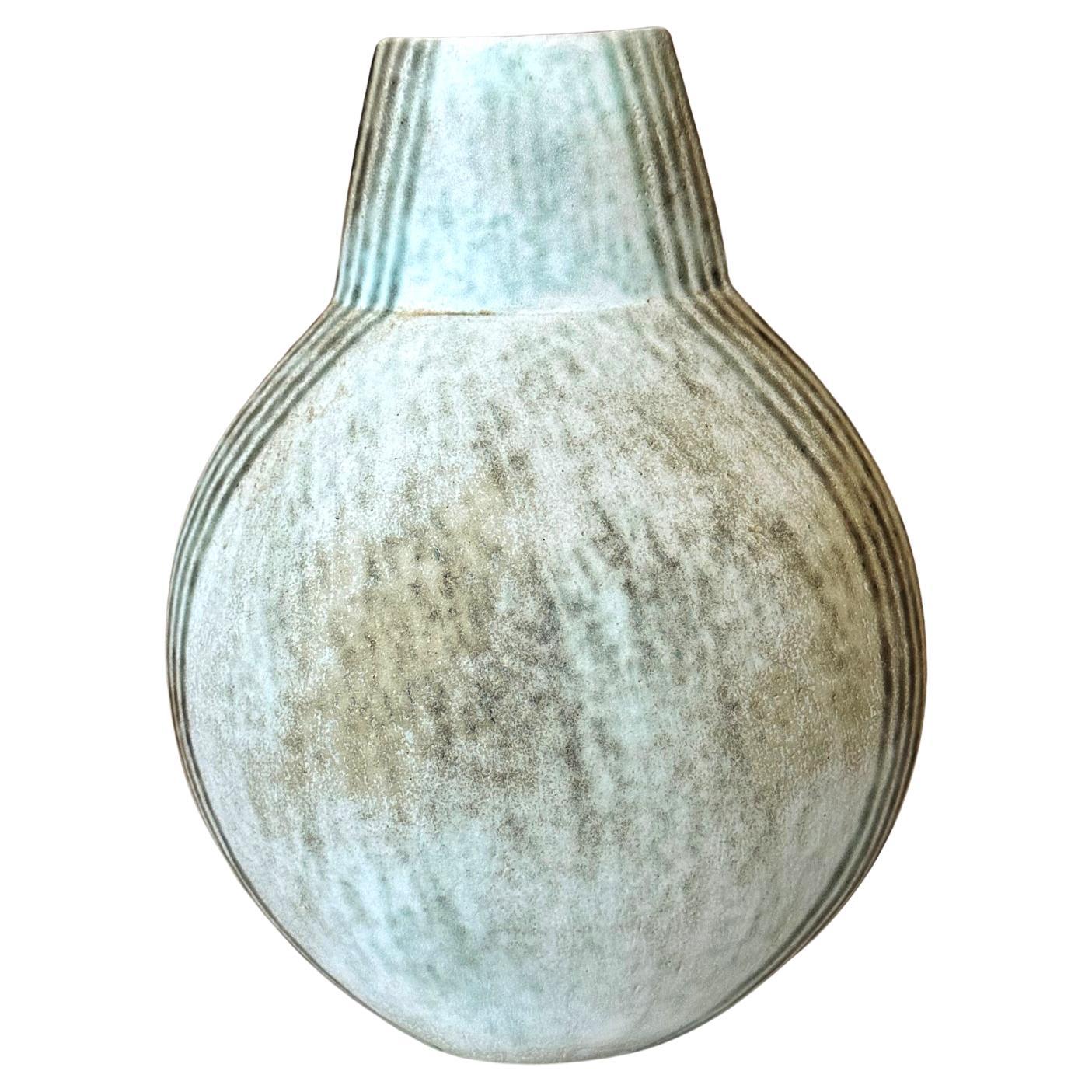 Large Ceramic Vase with Banded Glaze by John Ward For Sale