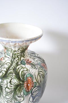 Large ceramic vase with parrot pattern, 1960s