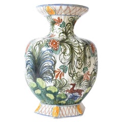 Large ceramic vase with parrot pattern, 1960s