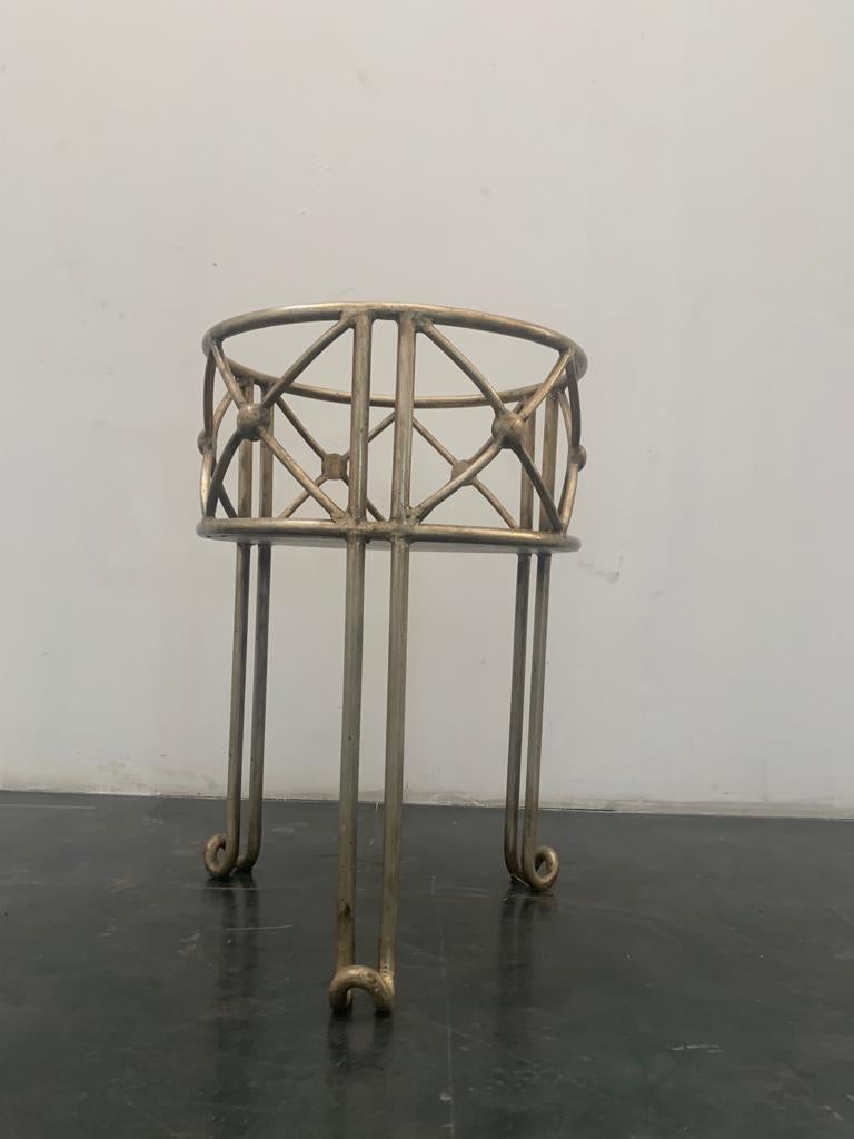 Grande vaso in ceramica con base in ferro battuto, 1950 in vendita 5