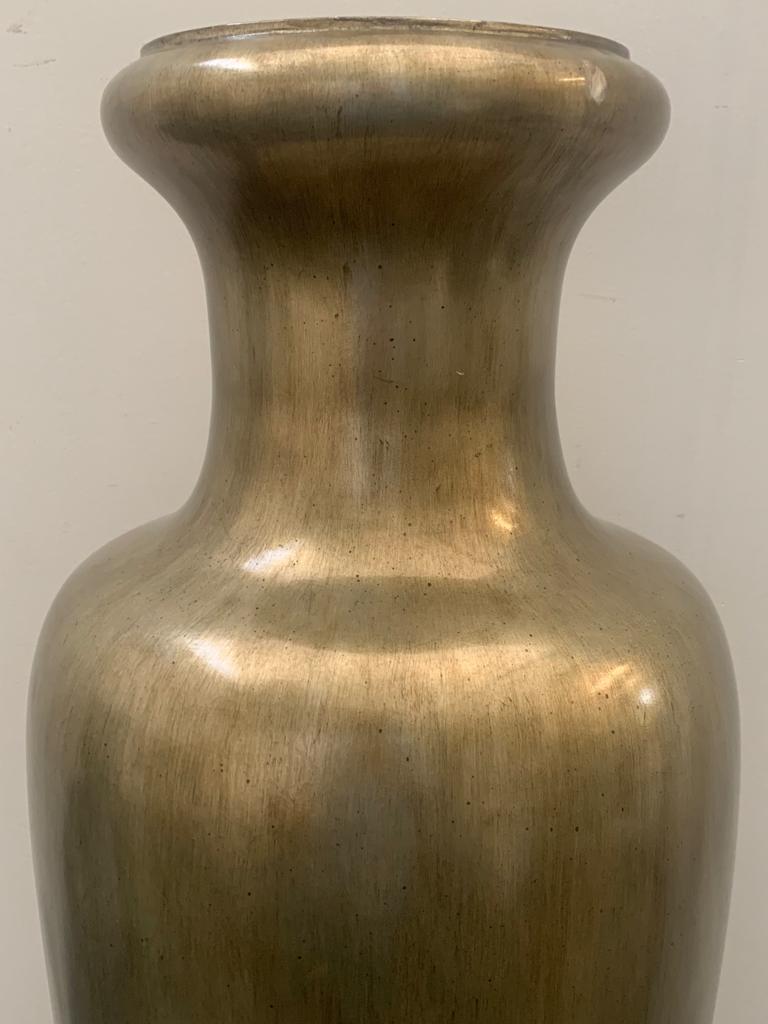 Mid-20th Century Large Ceramic Vase with Wrought Iron Base, 1950 For Sale