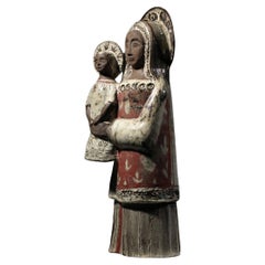Virgen y Niño grandes de cerámica de Jean Derval vallauris