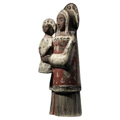 Large ceramic Virgin and Child by Jean Derval vallauris 