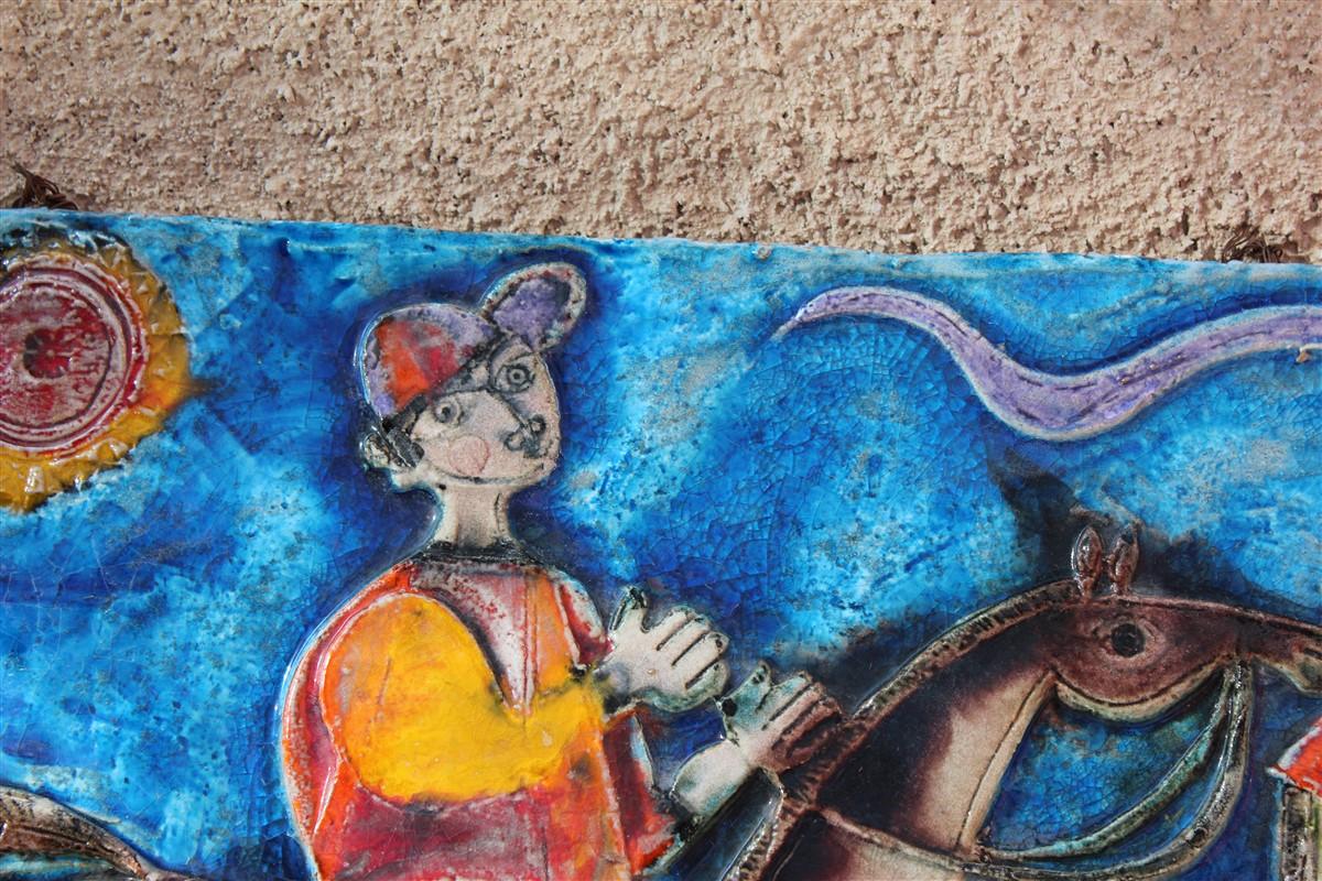 Large ceramic wall panel Giovanni De Simone 1960 Sicilian Art Picasso Horse Rider.
In his hometown he founded his own workshop 