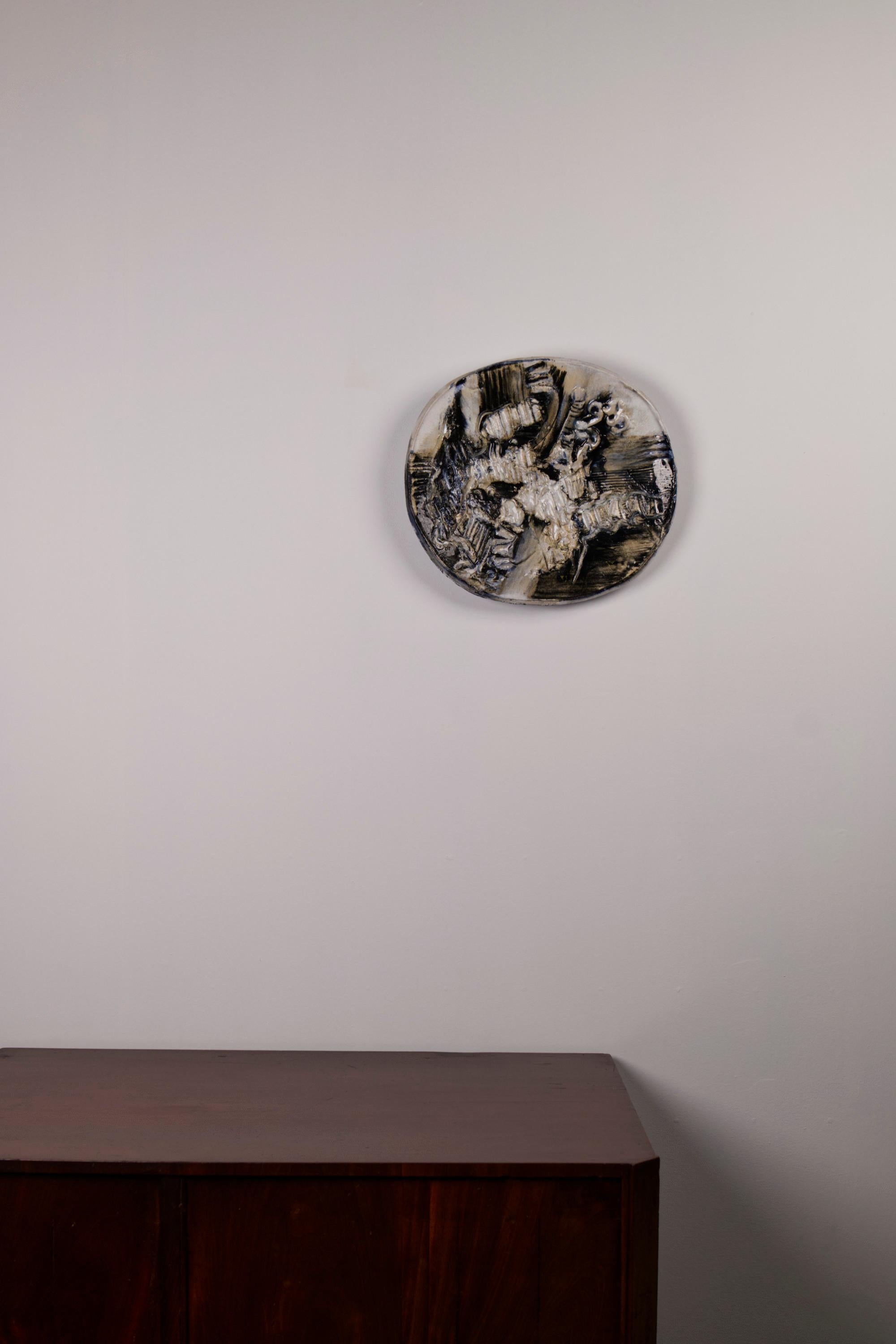Scandinavo moderno Large Ceramic Wall Plaque/Dish by Jeppe Hagedorn-Olsen, Denmark, 1960s in vendita