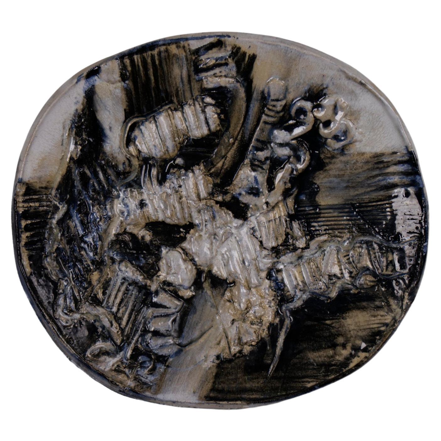 Large Ceramic Wall Plaque/Dish by Jeppe Hagedorn-Olsen, Denmark, 1960s in vendita
