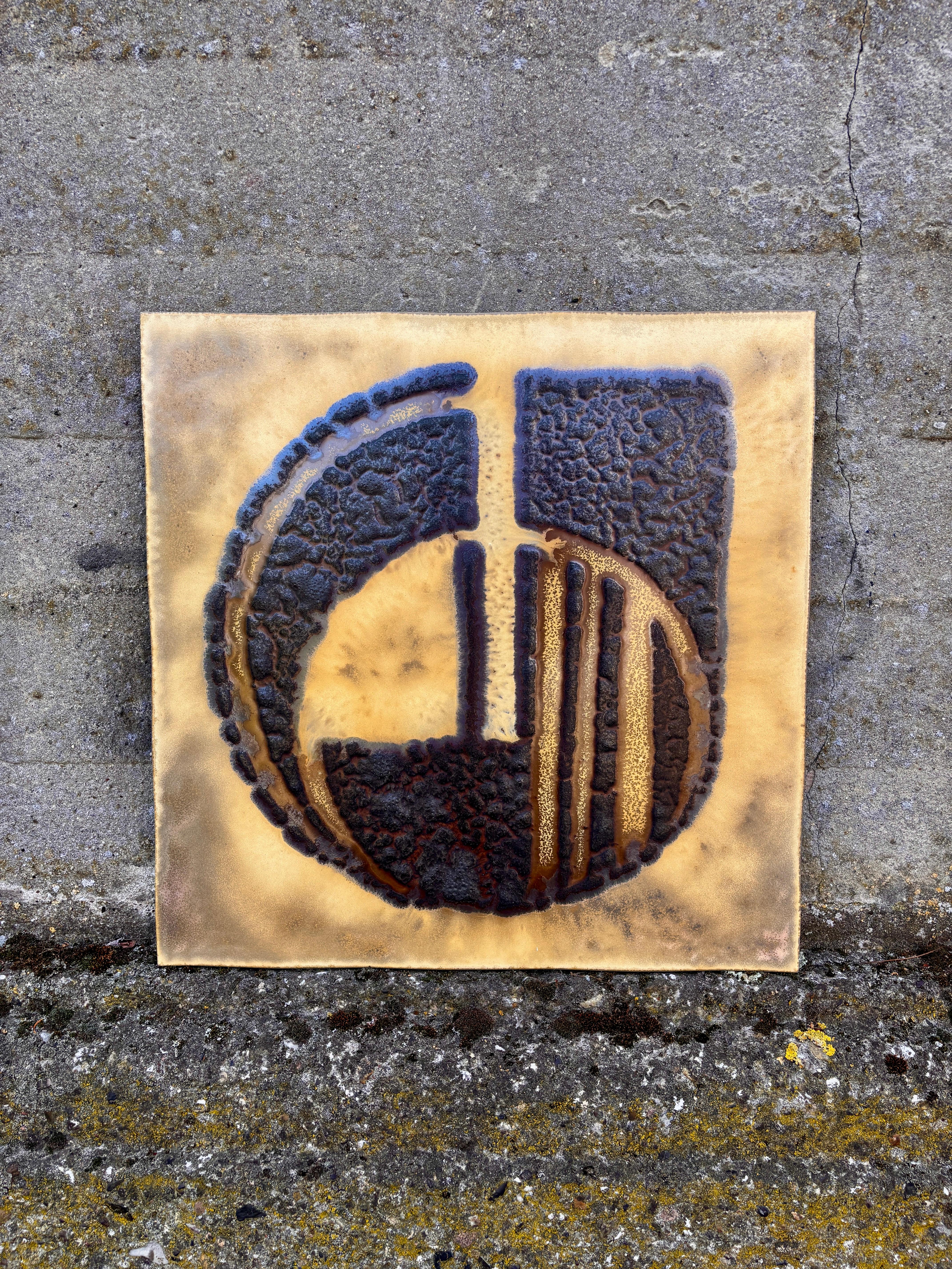 Brutalist Large ceramic wall plaques from the 1970s (set) For Sale