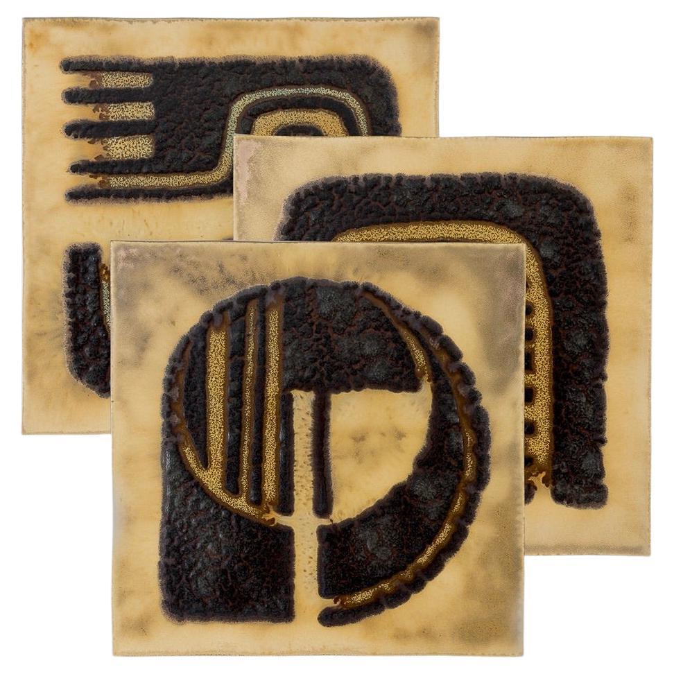 Large ceramic wall plaques from the 1970s (set) For Sale