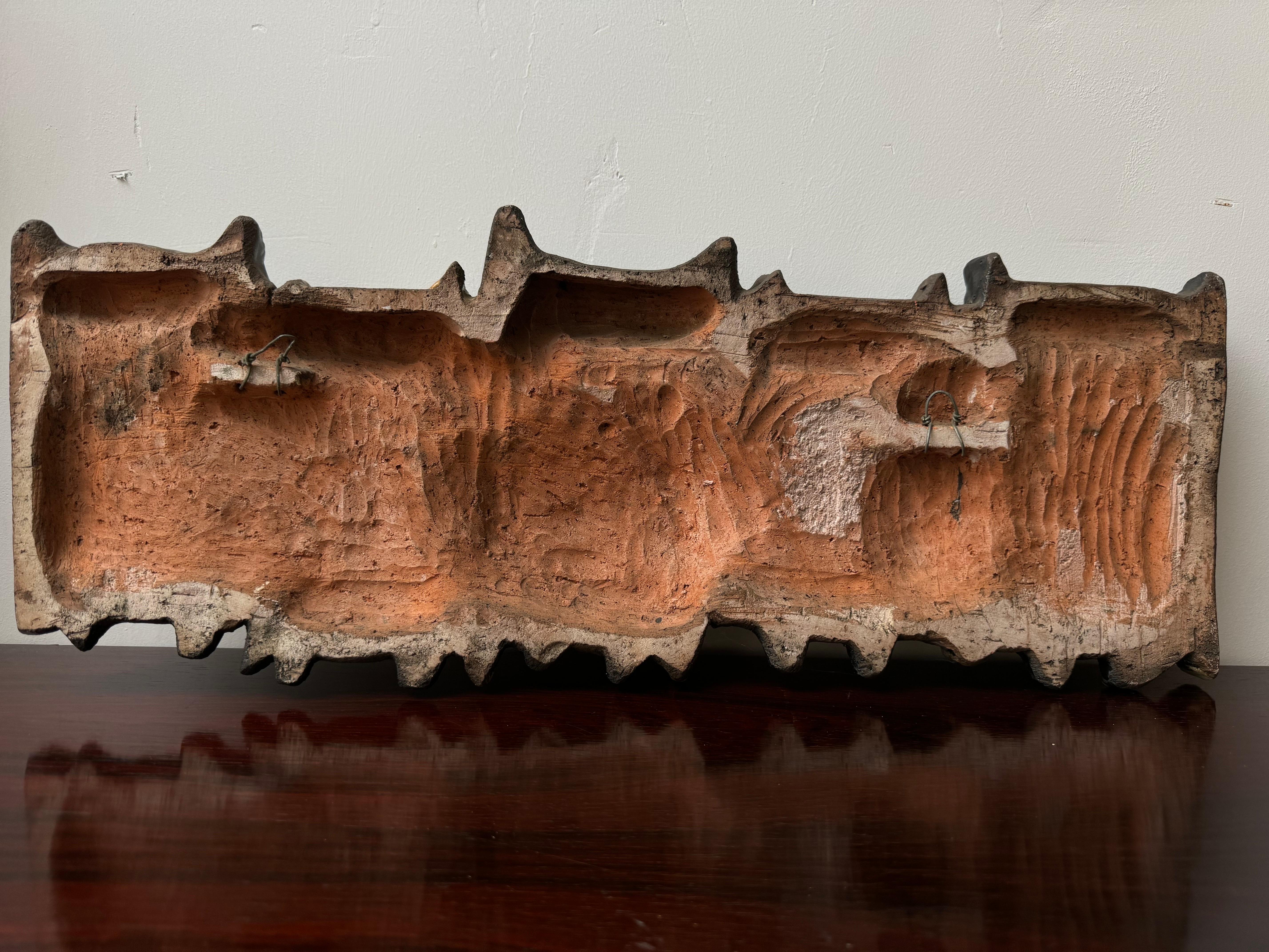Late 20th Century Large Ceramic Wall Sculpture with Five Owls by Elisabeth Vandeweghe for Perignem