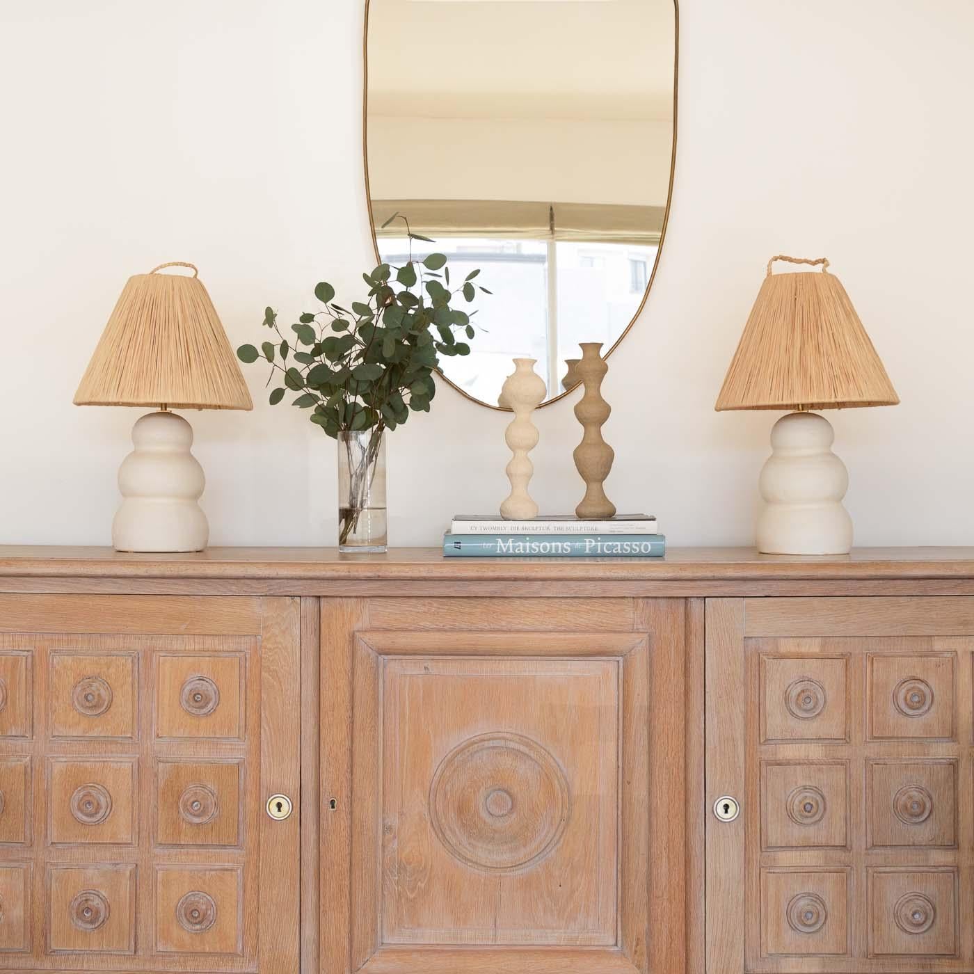 Terracotta Large Ceramic Wave Lamp For Sale