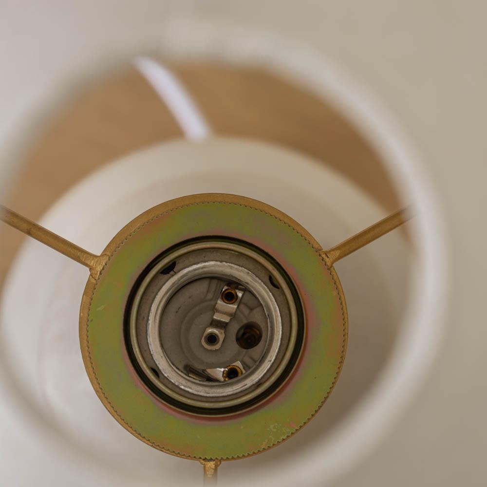 Grande lampe à vagues en céramique, abat-jour en lin en vente 5