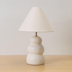 Large Ceramic Wave Lamp, Linen Shade