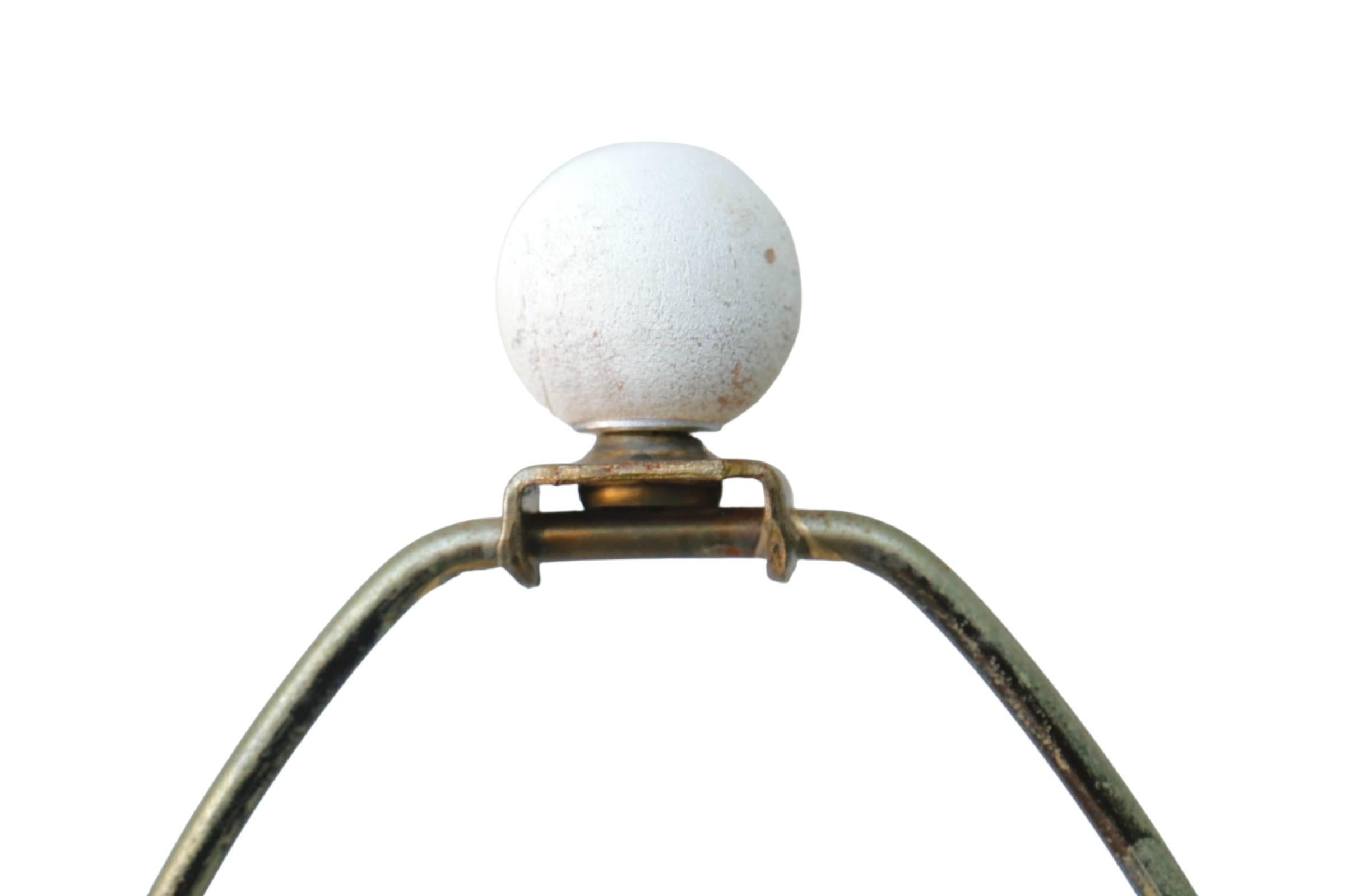 Céramique Grande lampe de table en céramique bambou blanc et vert en vente