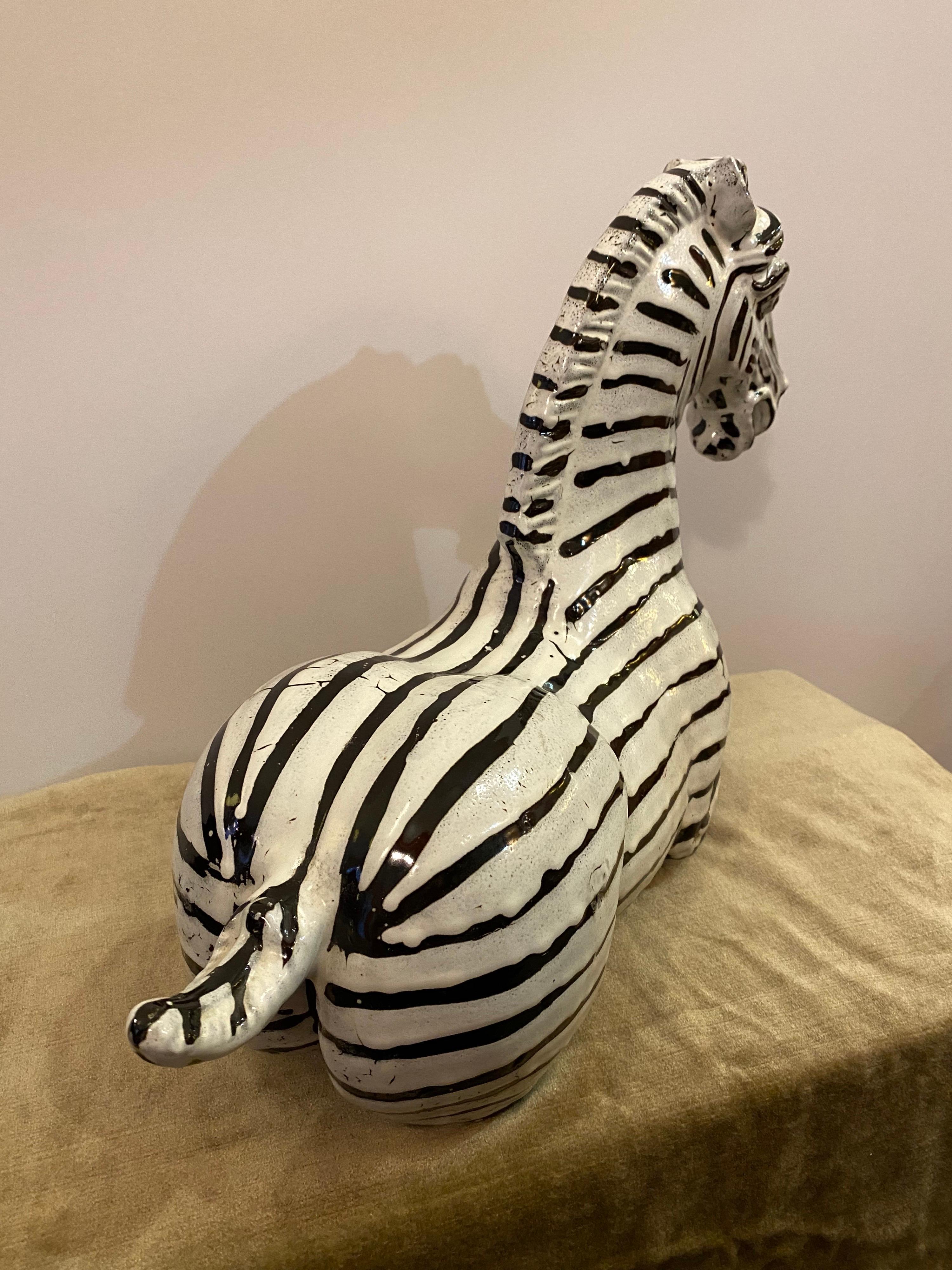 Mid-Century Modern Large Ceramic Zebra