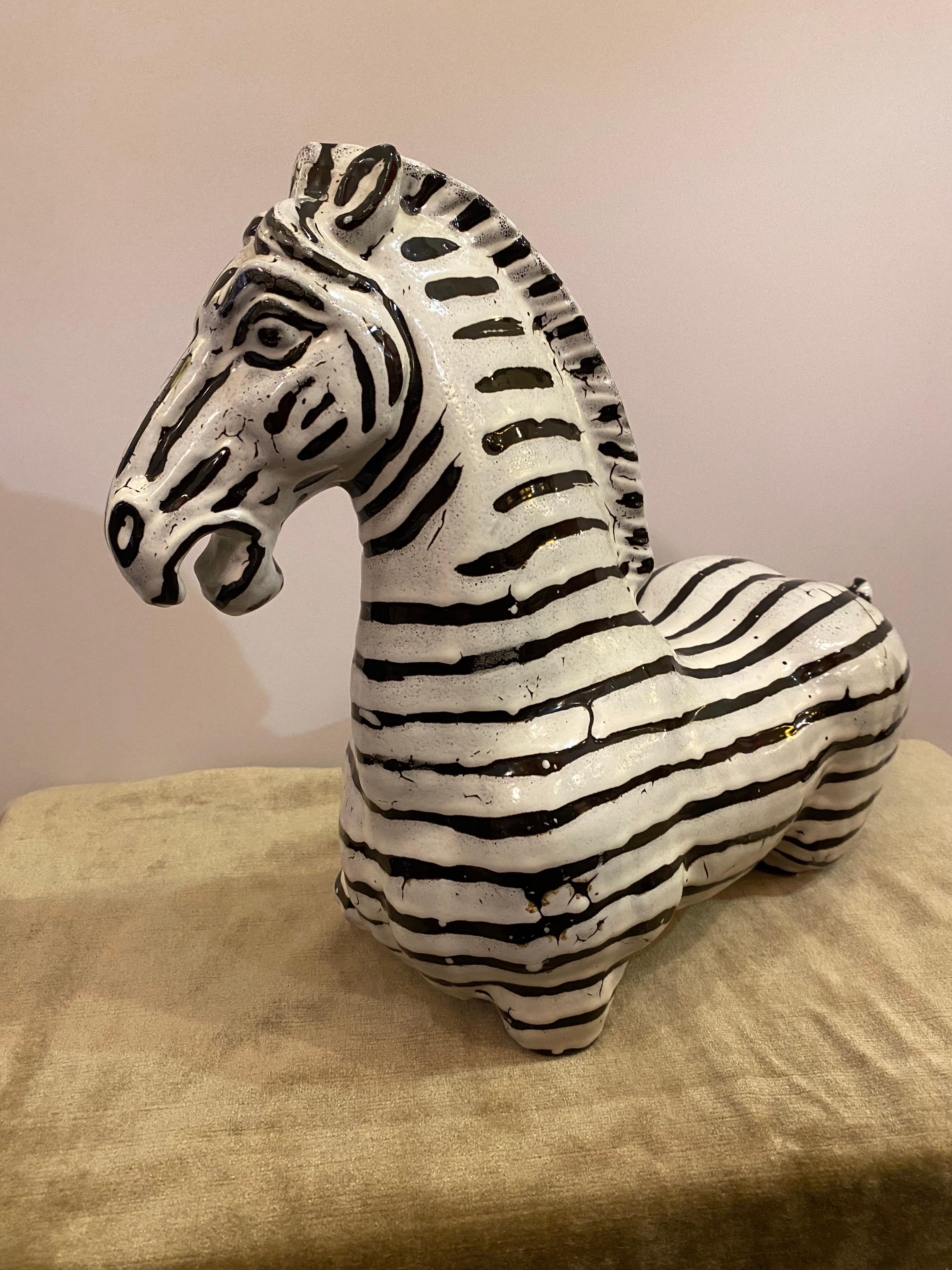 Late 20th Century Large Ceramic Zebra