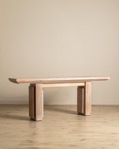 Large Cerused Oak Flip Top Console / Dining Table, France, 1940's