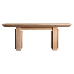 Grande console / table de salle à manger en chêne cérusé, France, années 1940