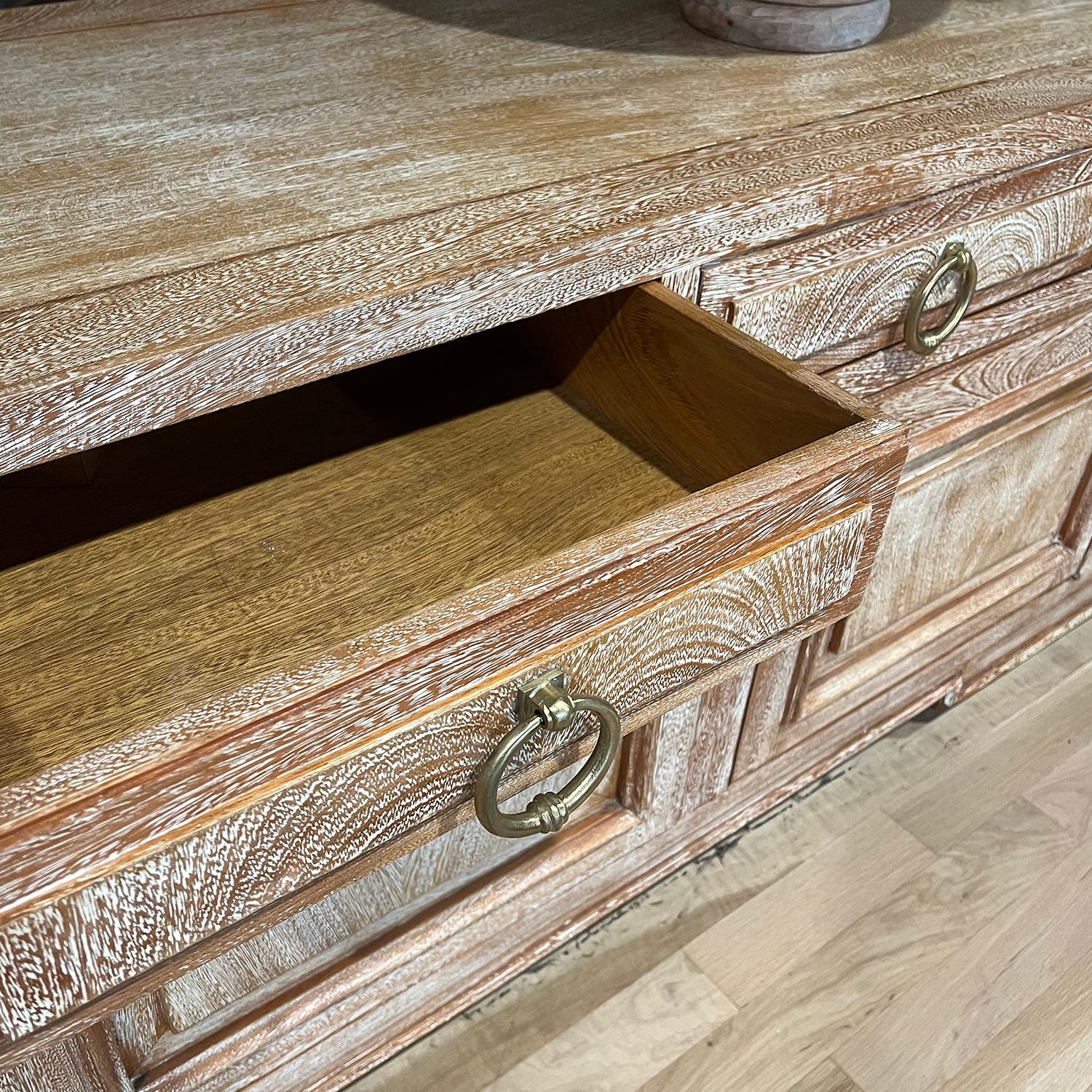 Mid-Century Modern Large Cerused Oak Sideboard, 1950s For Sale