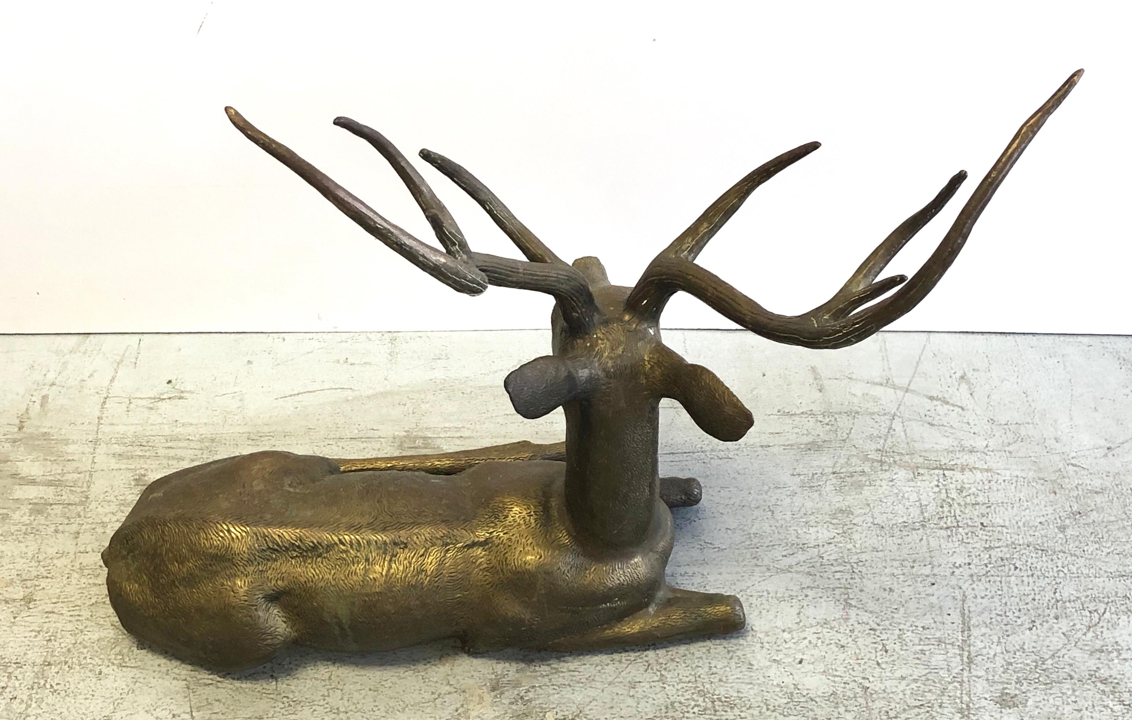 Large Cervo Deer Italian Brass Sculpture 1