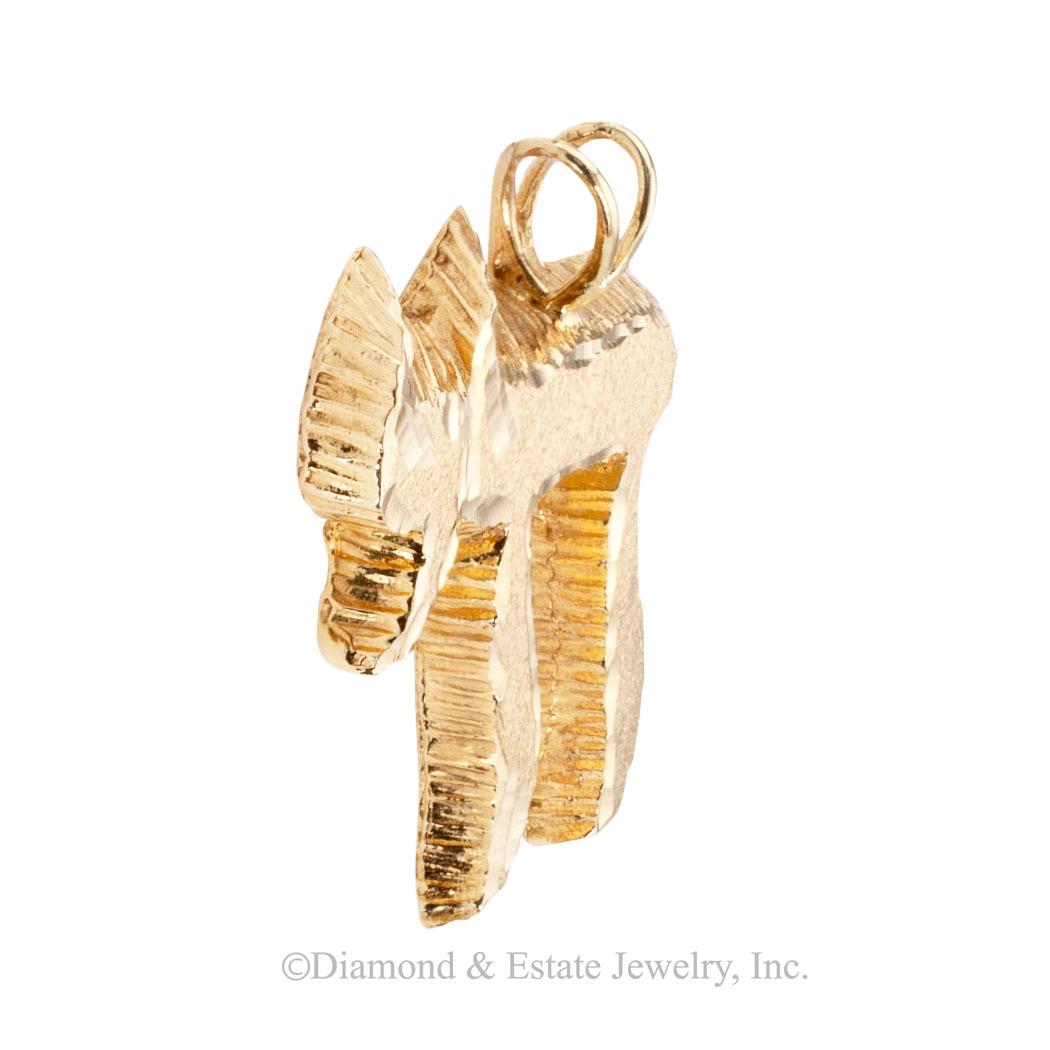 Large chai yellow gold pendant circa 1980.  Love it because it caught your eye, and we are here to connect you with beautiful and affordable jewelry.  Decorate Yourself!  Simple and concise information you want to know is listed below.  Contact us