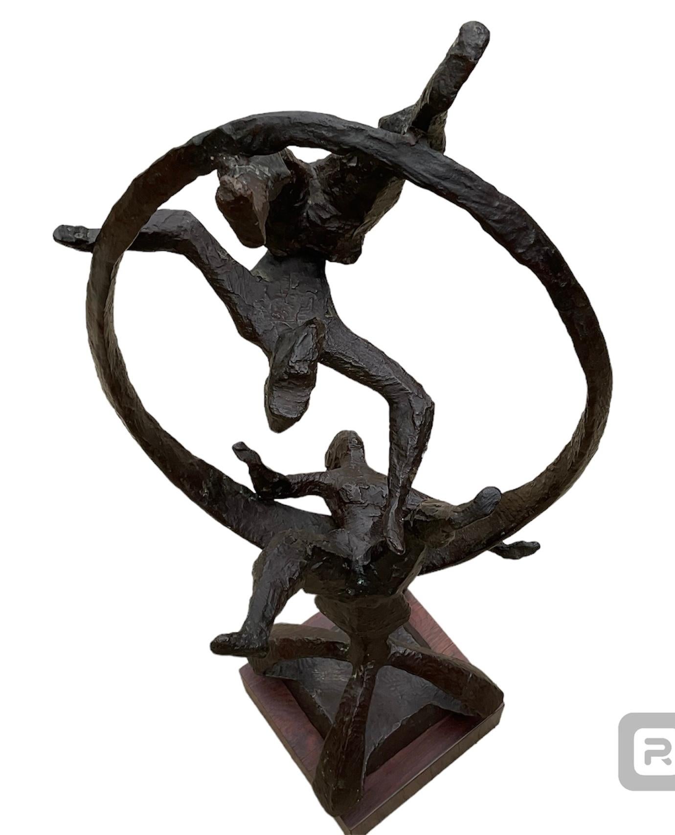 Mid-Century Modern LARGE Chaim Gross Large Acrobat Bronze Sculpture Signed and Dated 1964  For Sale