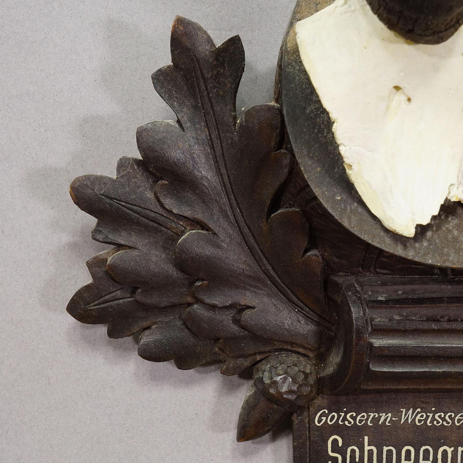 Große Chamois-Trophäe auf geschnitzter Plakette, Österreich 1953 im Zustand „Gut“ im Angebot in Berghuelen, DE