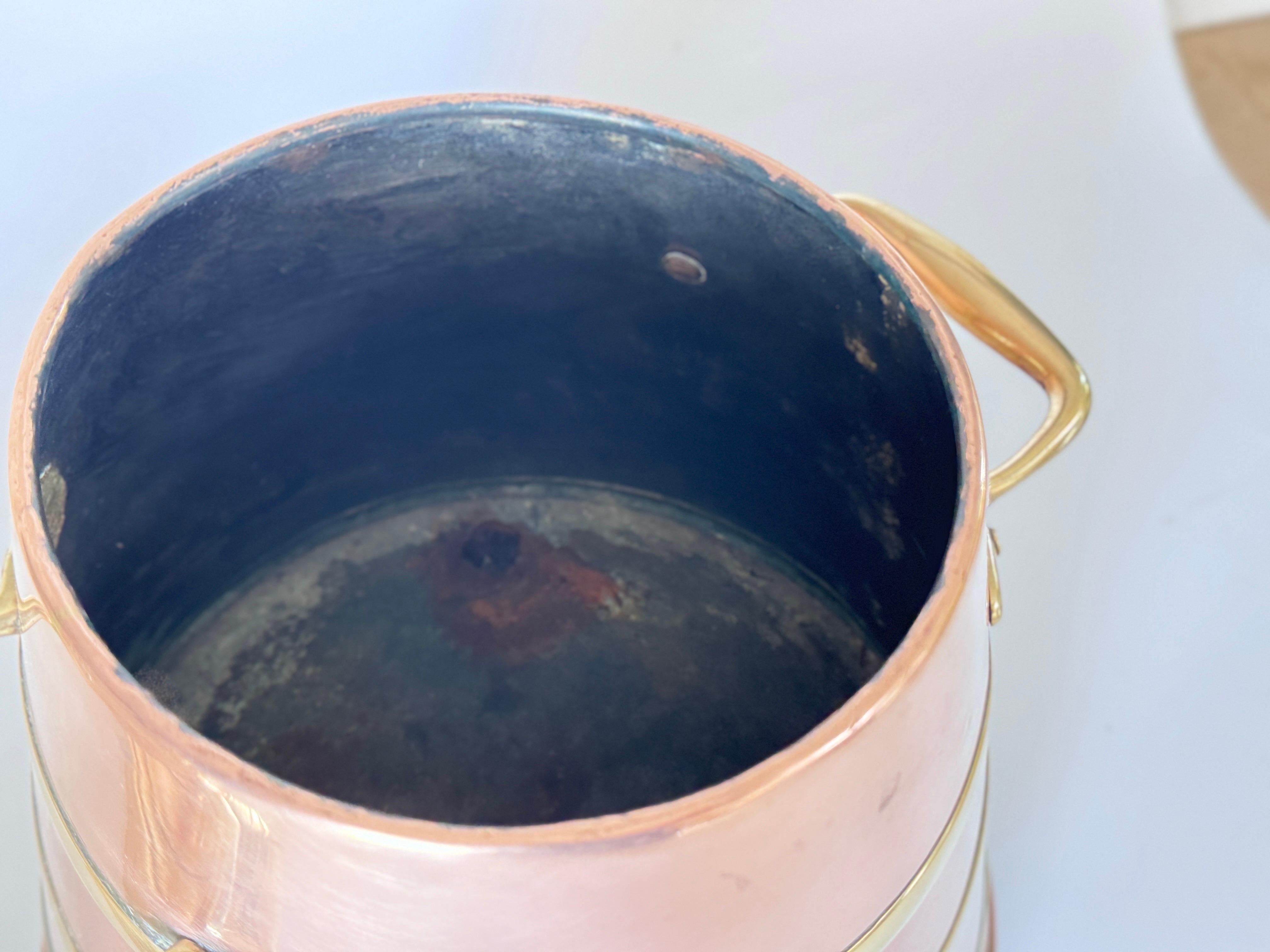 Large Champagne Bucket or Pot Brass and Cooper Deutch 19th Century For Sale 4