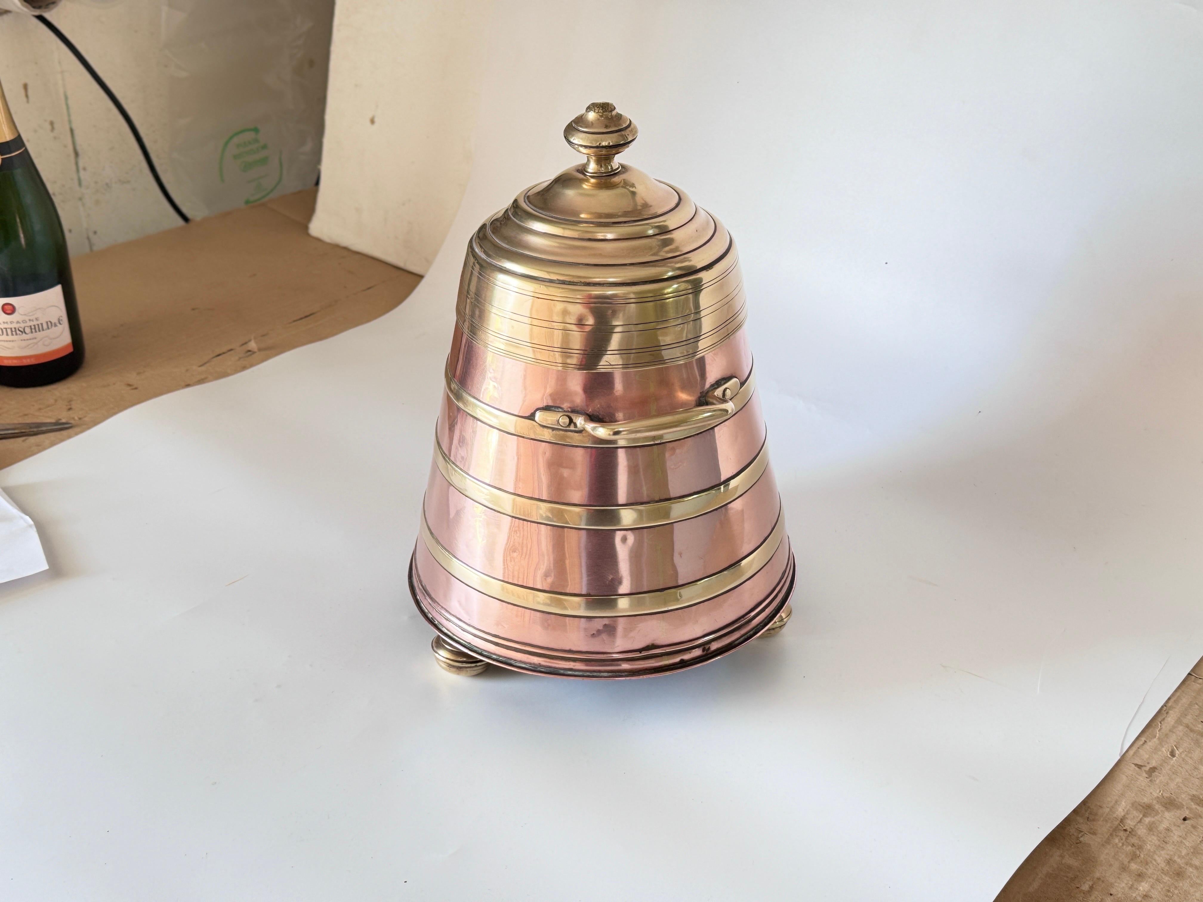 Large Champagne Bucket or Pot Brass and Cooper Deutch 19th Century For Sale 6