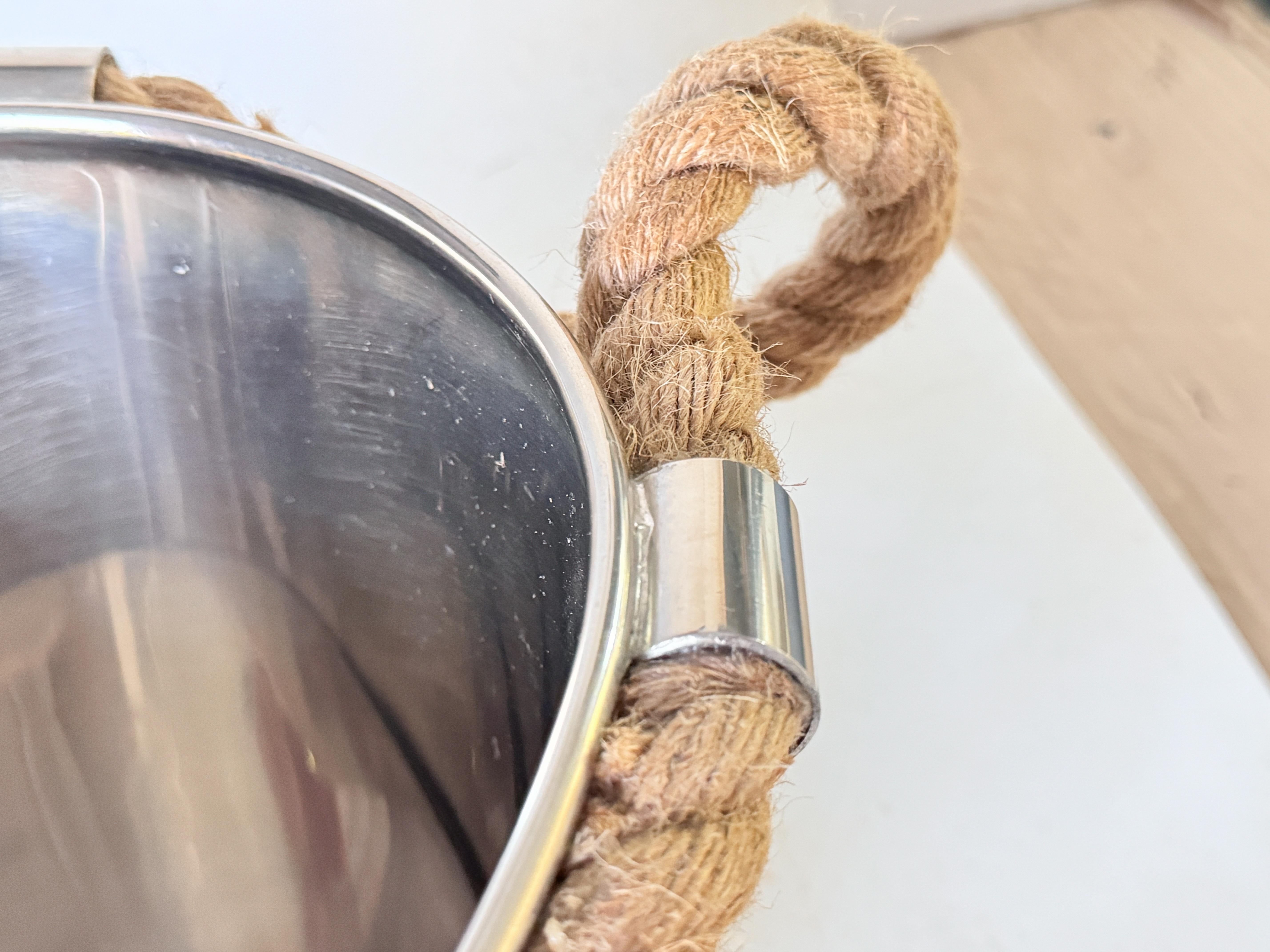 Large Champagne Bucket with Rope Handles high quality in Chrome Silver Color 7
