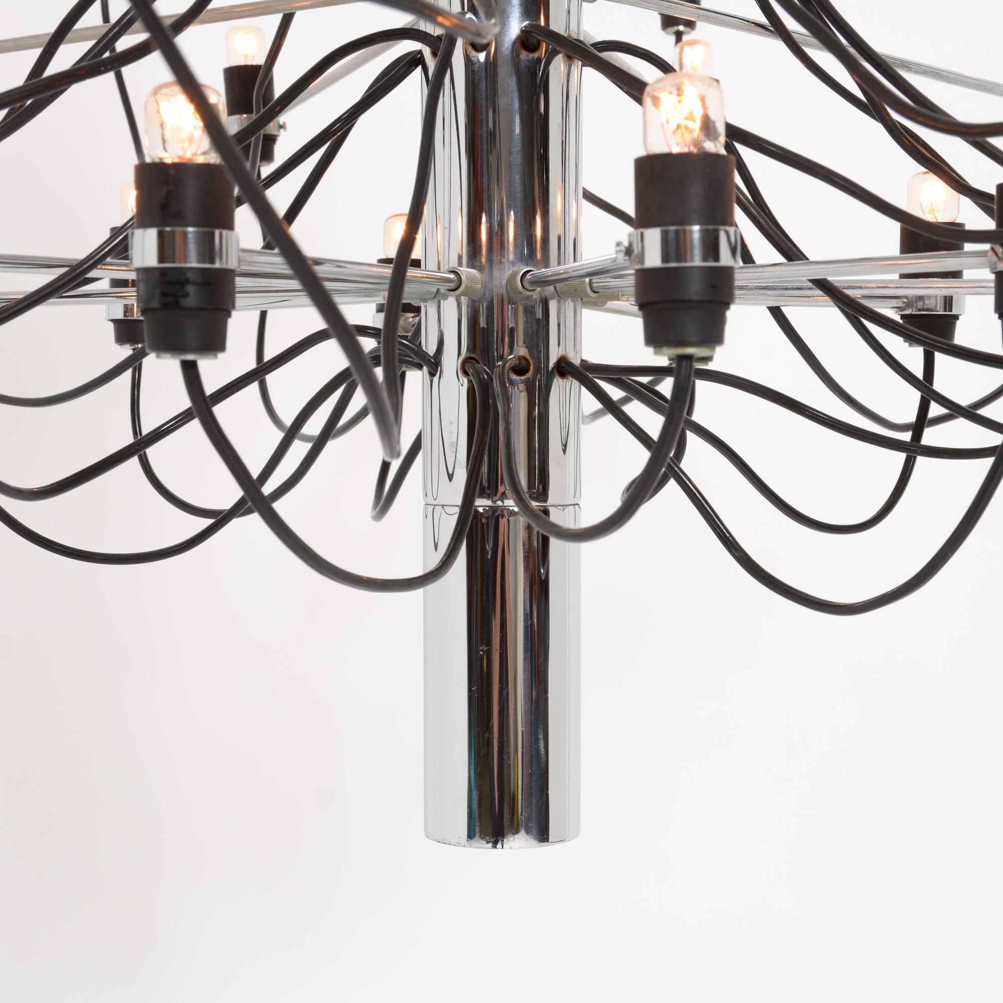 Chrome Large Chandelier 2097/50 by Gino Sarfatti for Arteluce For Sale