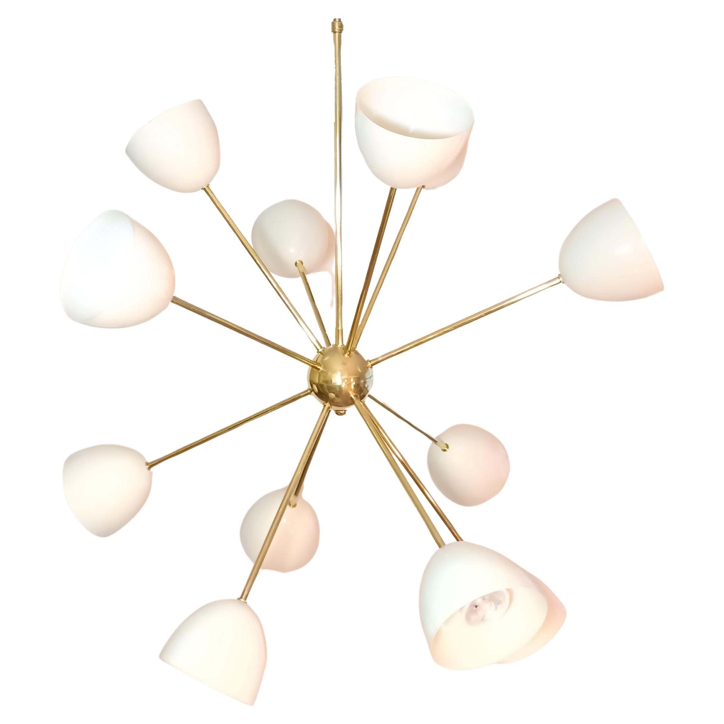 Stilnovo style Sputnik chandelier, brass and steel, 75cm (30 inch), available For Sale 1