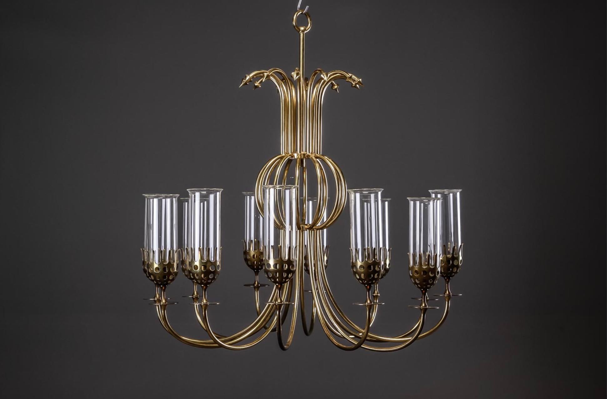 Large chandelier with twelve arms for candles. Designed by Bjørn Wiinblad, Denmark circa 1970.
Electrification available upon request.