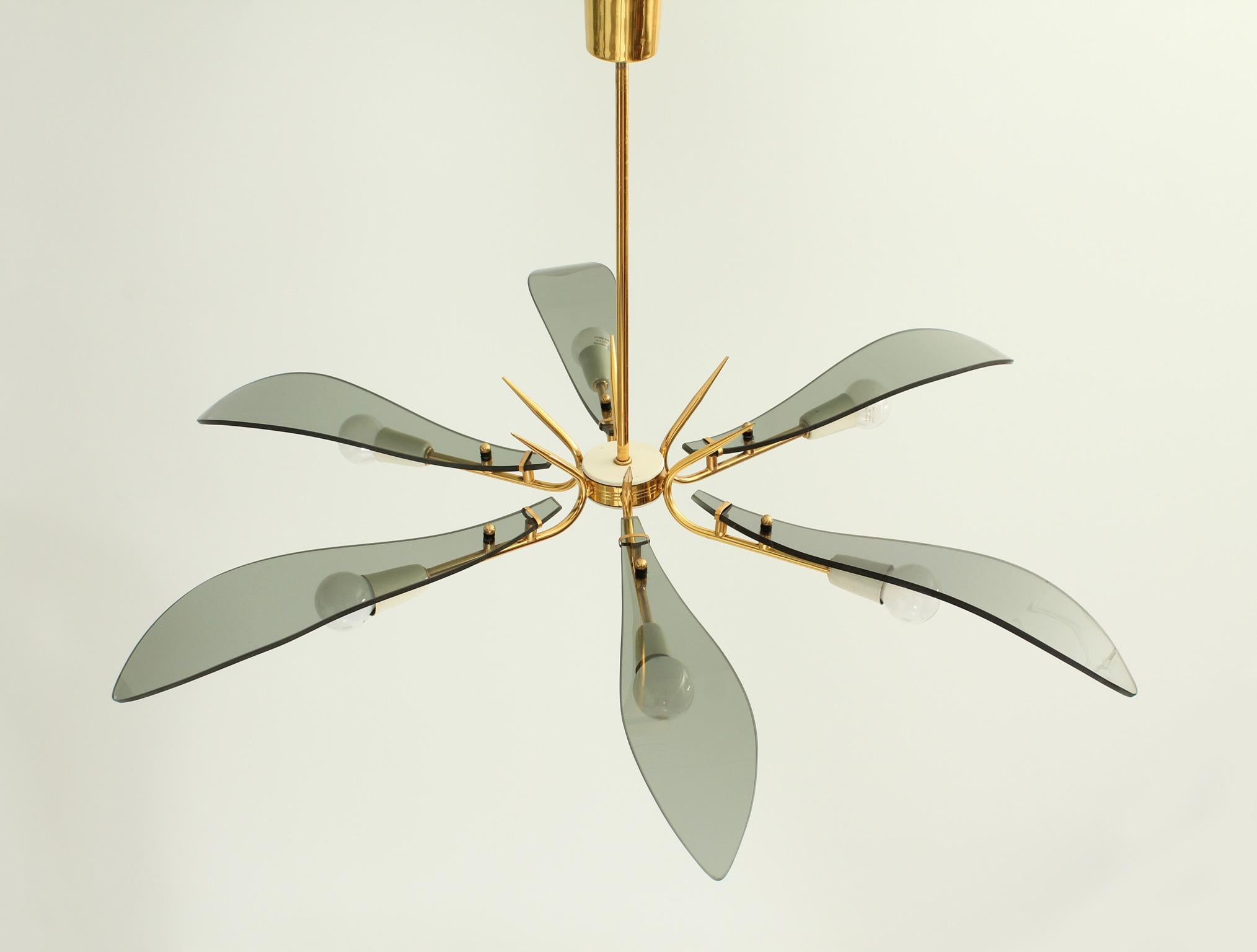 Large Chandelier attributed to Fontana Arte, Italy, 1950's For Sale 4