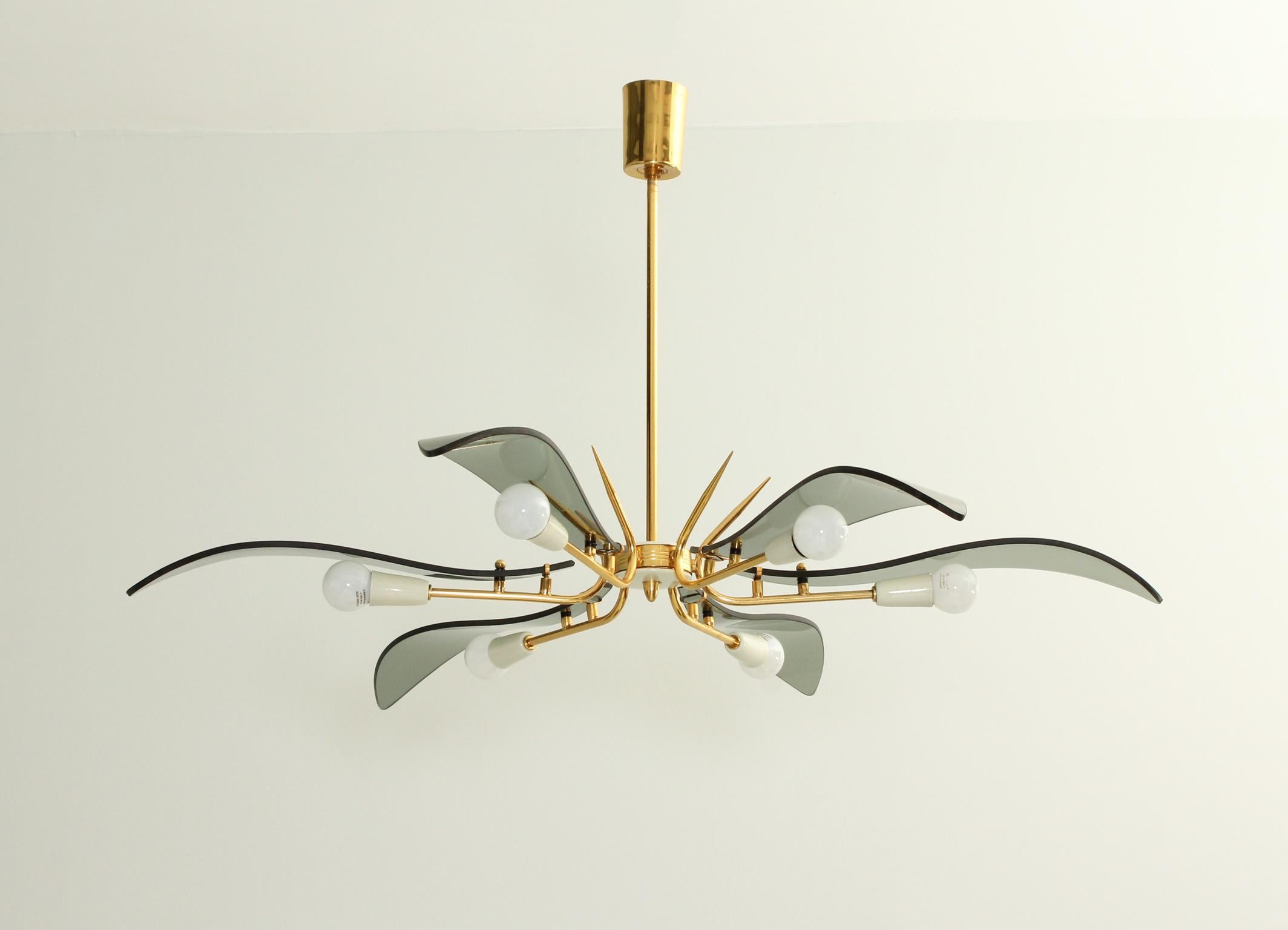Italian Large Chandelier attributed to Fontana Arte, Italy, 1950's For Sale