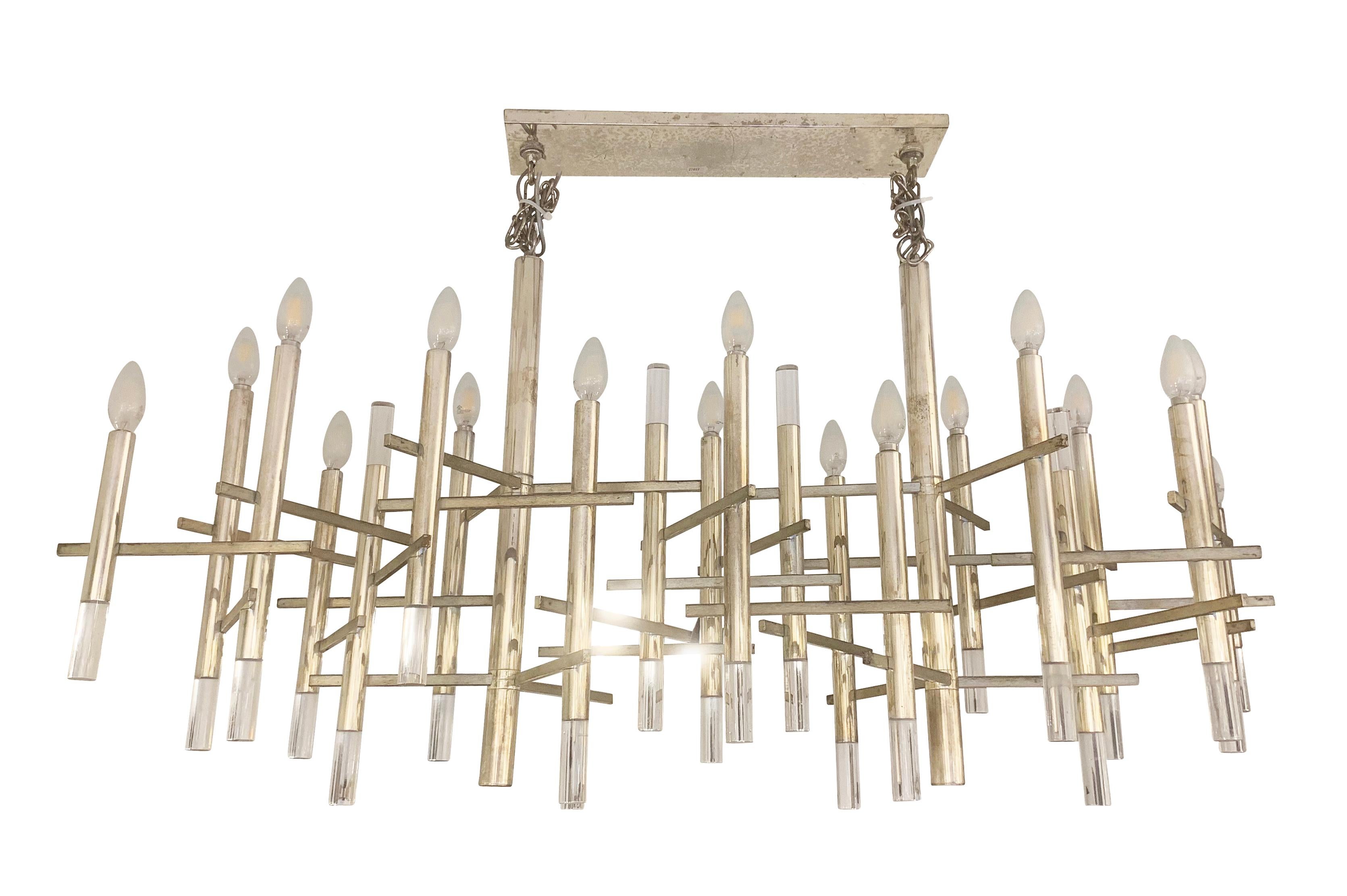 Large Chandelier by Gaetano Sciolari, Italy, 1960s In Good Condition For Sale In New York, NY