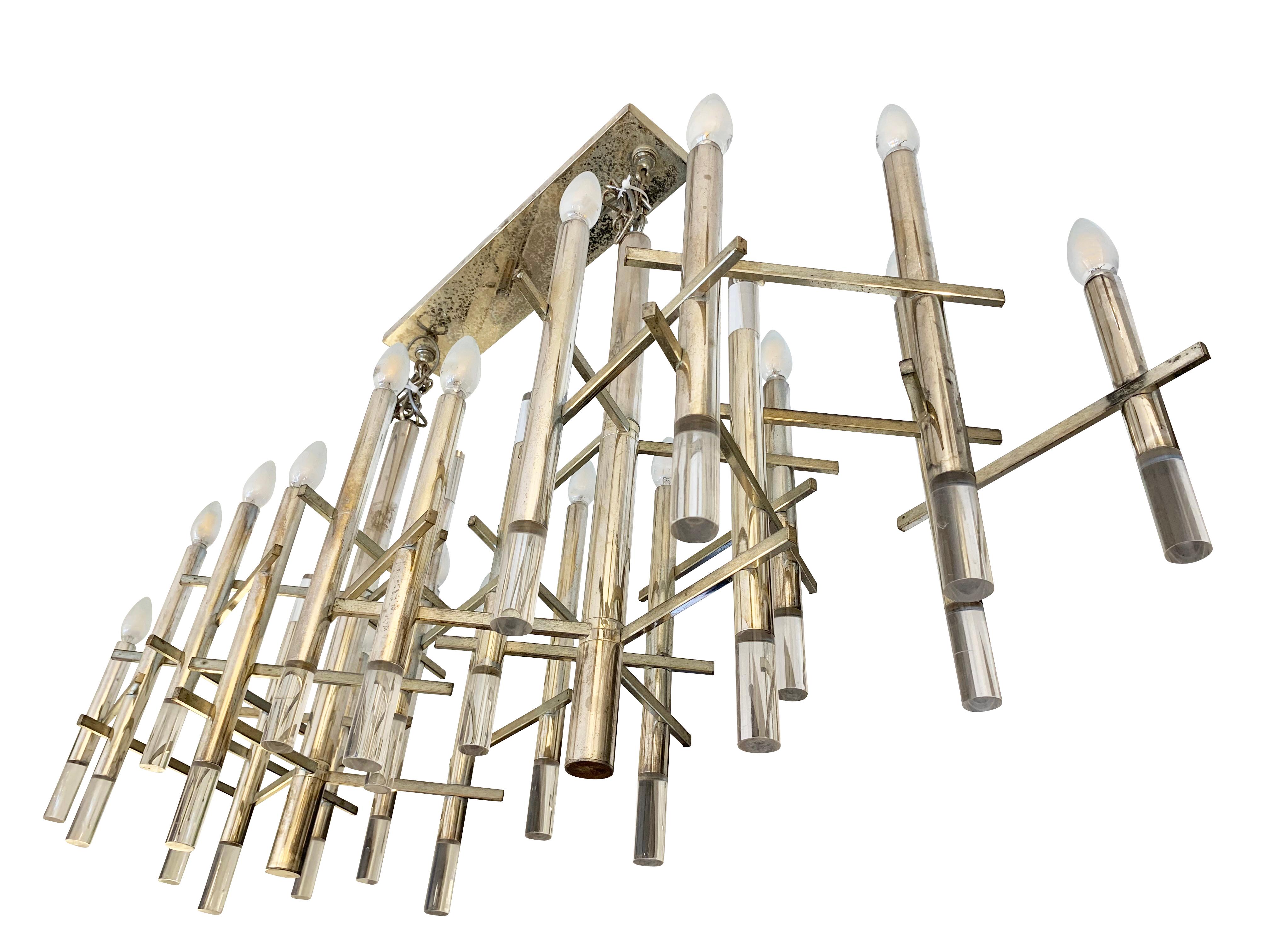 20th Century Large Chandelier by Gaetano Sciolari, Italy, 1960s For Sale