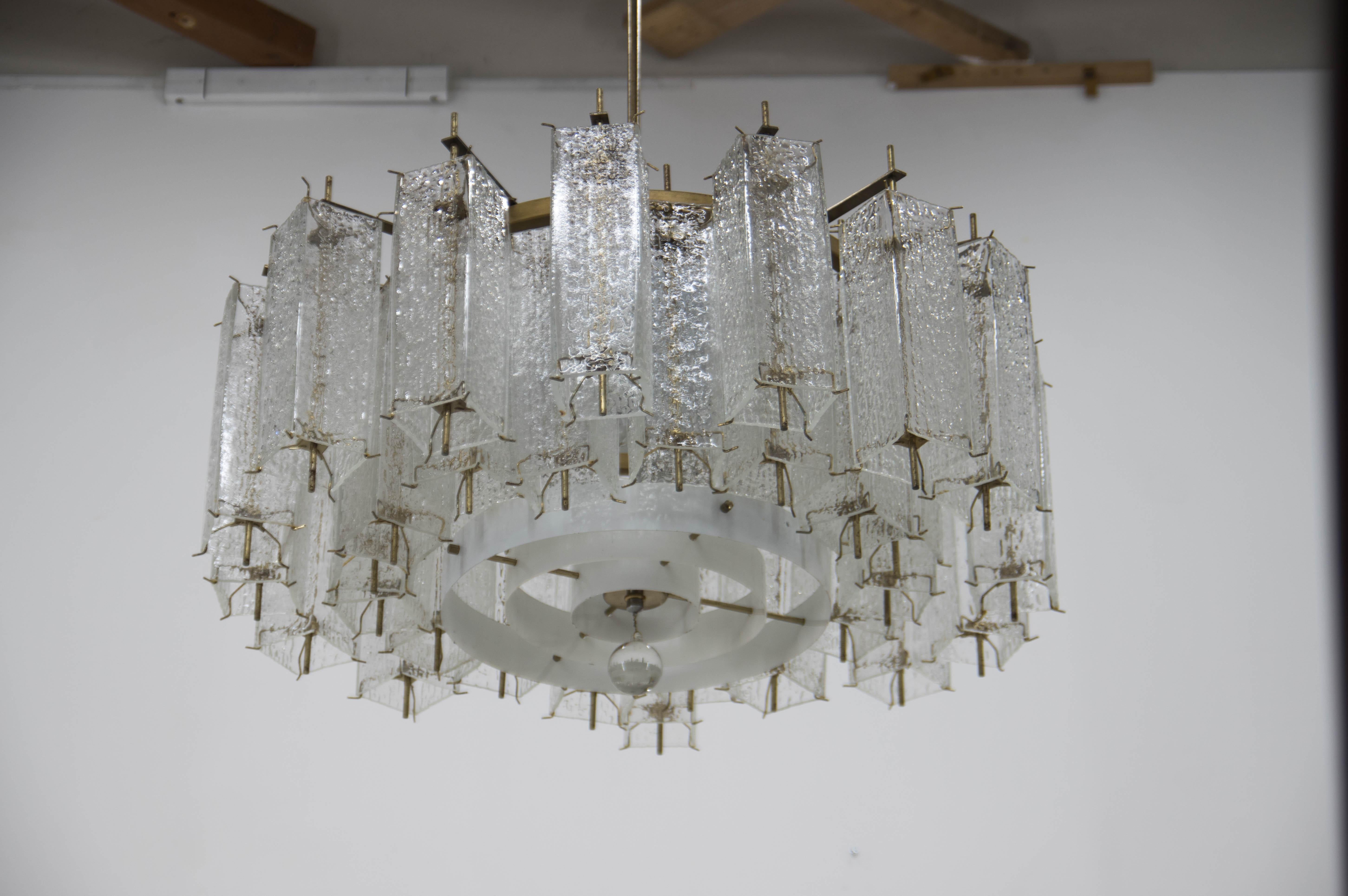 Brass Large Chandelier by Kamenicky Senov, 1960s, Two Items Available