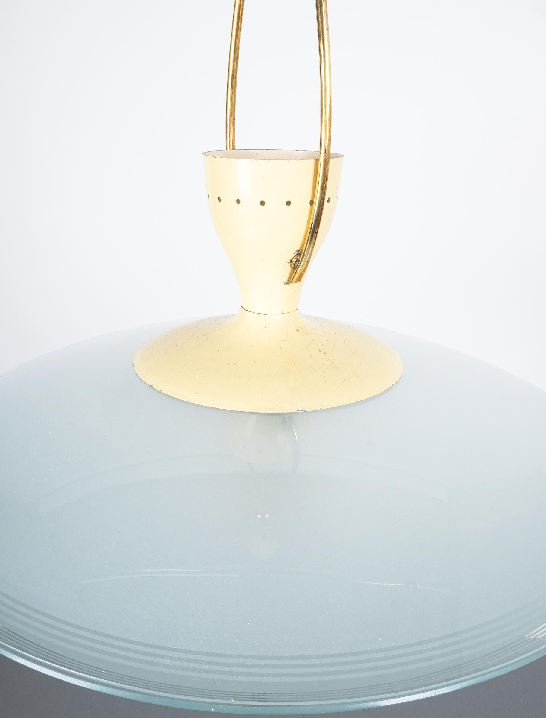 Mid-20th Century Brusotti Chandelier glass brass by Luigi Brusotti, circa 1950, Italy For Sale