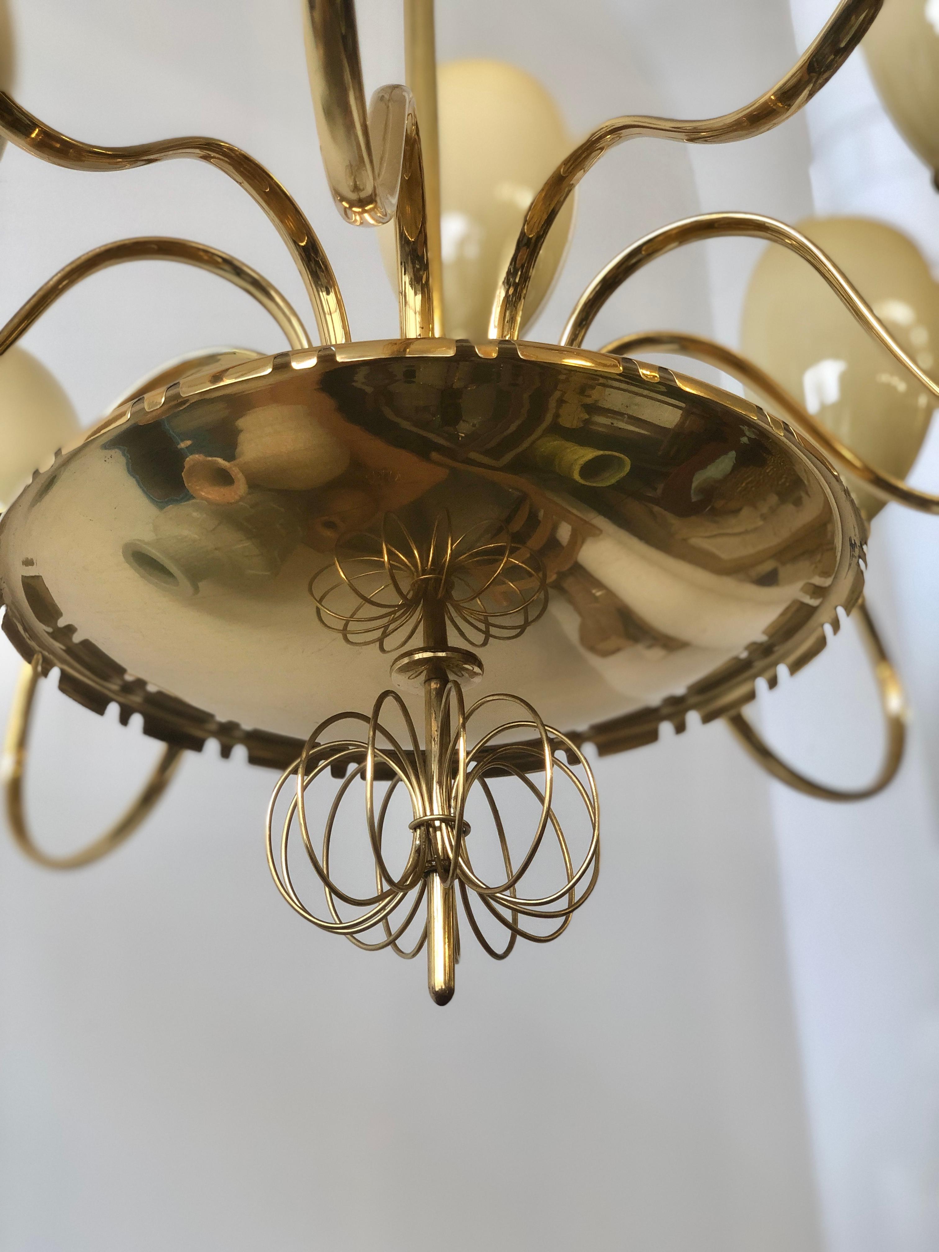 Mid-20th Century Large Chandelier by Paavo Tynell  For Sale