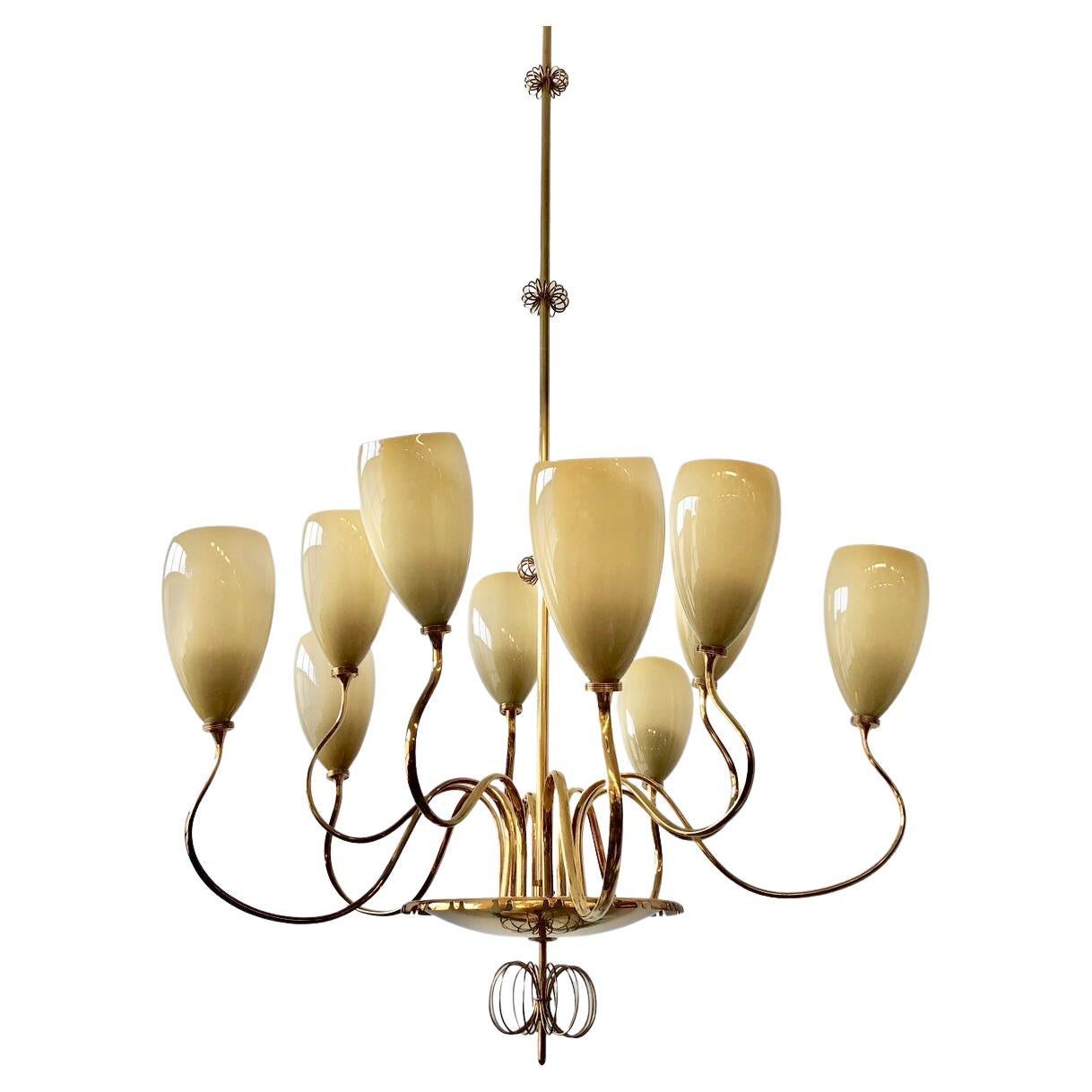 Large Chandelier by Paavo Tynell / 2 Available