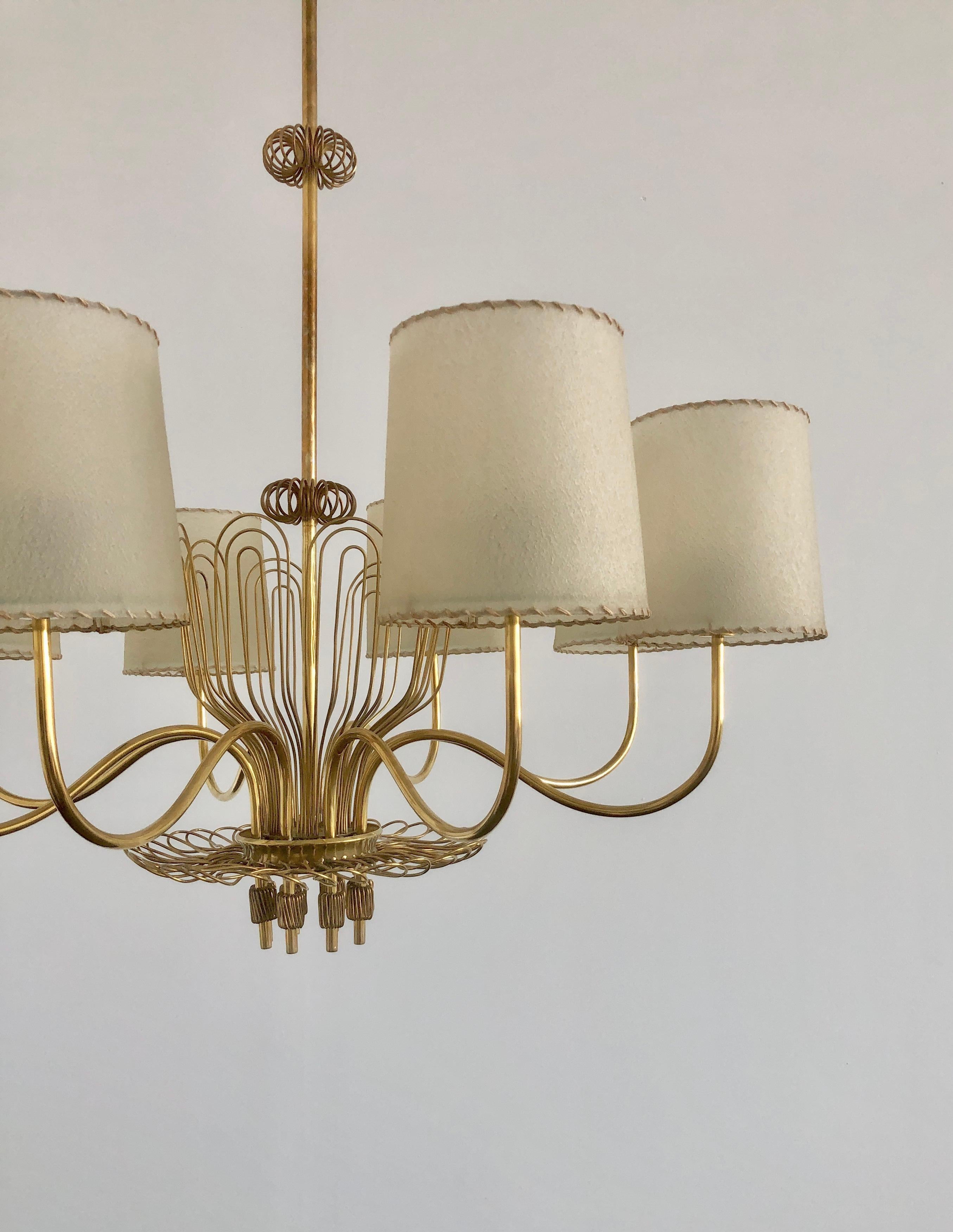 Brass Large Chandelier by Paavo Tynell