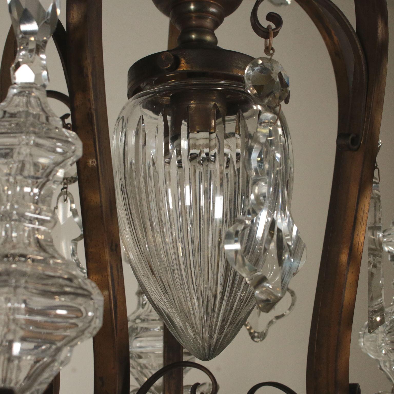 20th Century Large Chandelier Crystal Pendants Italy, Early 1900s